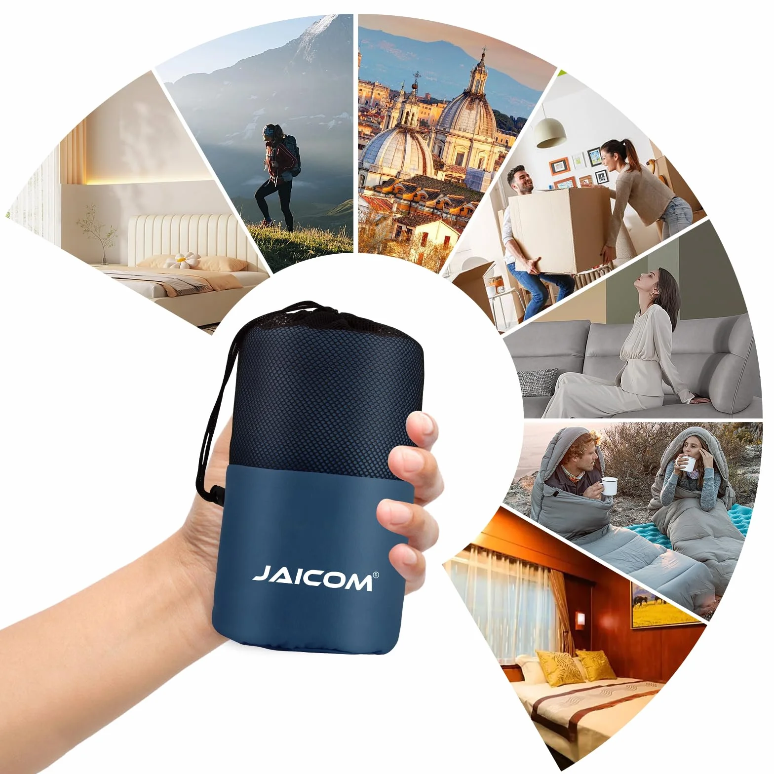 JAICOM Sacco Lenzuolo da Viaggio Ultraleggero e Compatto 220x90cm per Campeggio Escursionismo Ostello
