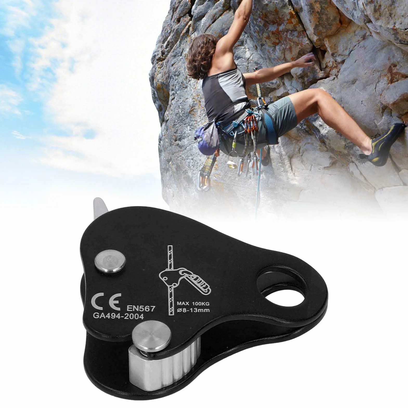 Keenso Fermacorda Autobloccante in Lega di Alluminio 8-13mm per Arrampicata Alpinismo