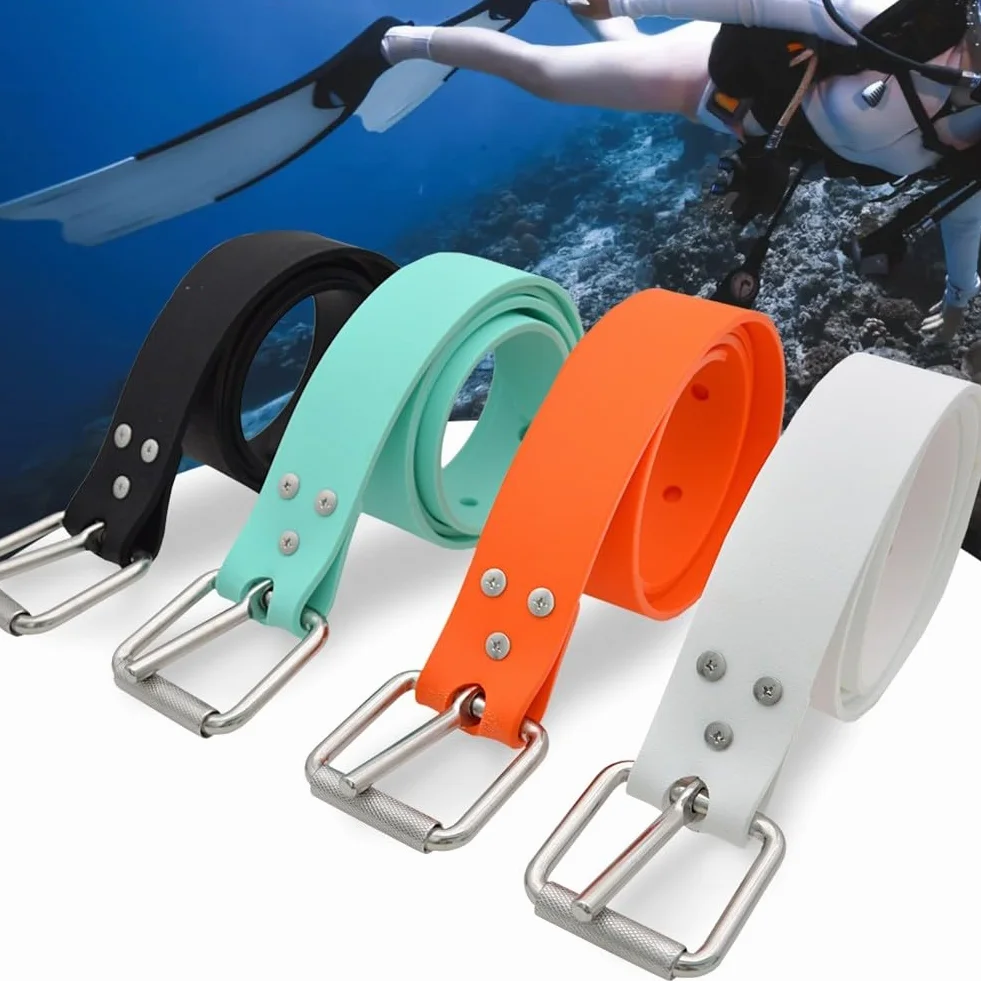 Cintura in silicone per apnea e pesca subacquea con sistema di fissaggio in acciaio inox a sgancio rapido