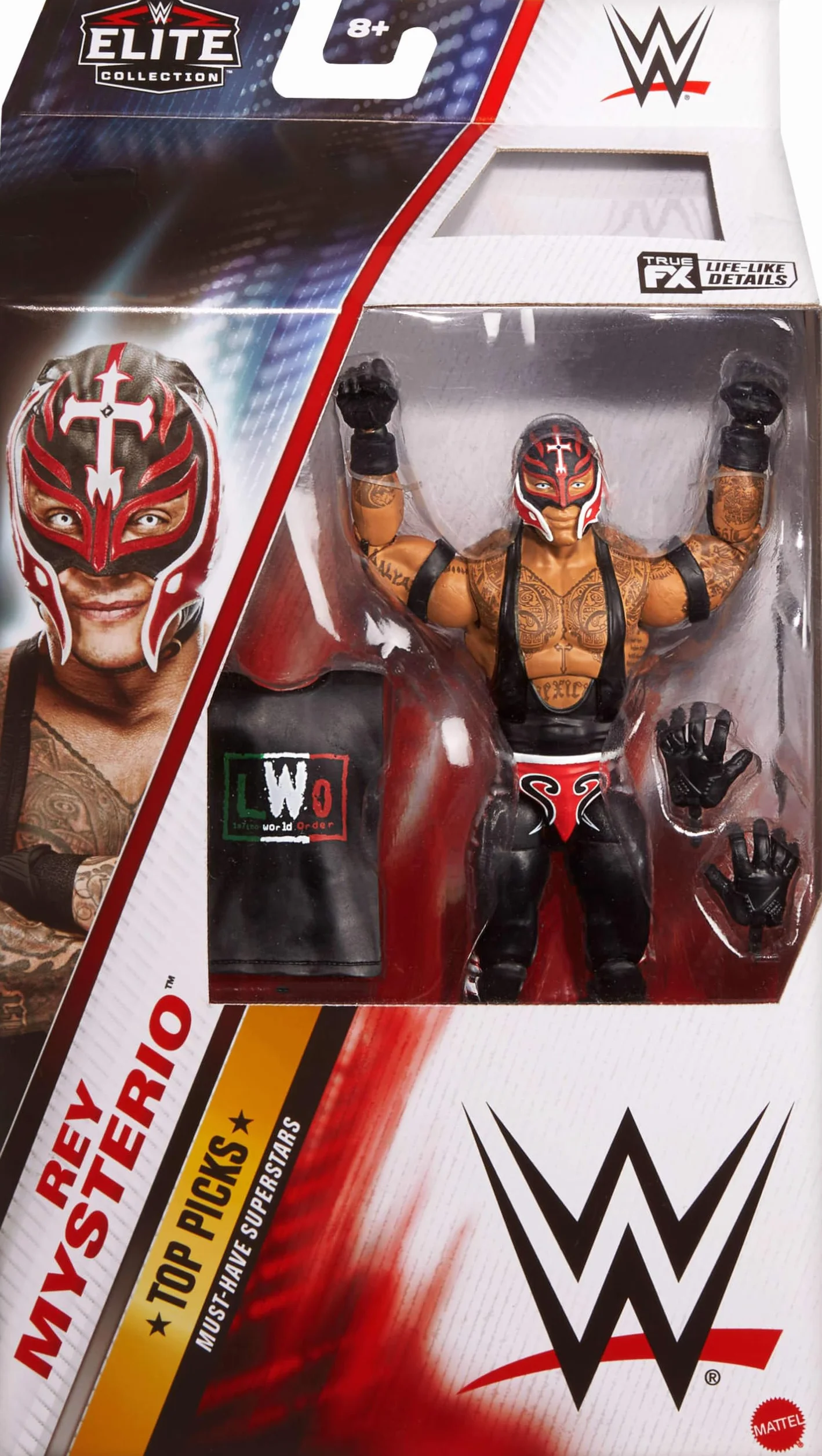 Mattel WWE Elite Collection Top Picks - Set di action figure e accessori, Rey Mysterio, 15,2 cm, da collezione, con mani intercambiabili, abbigliamento da ring e 25 punti di articolazione
