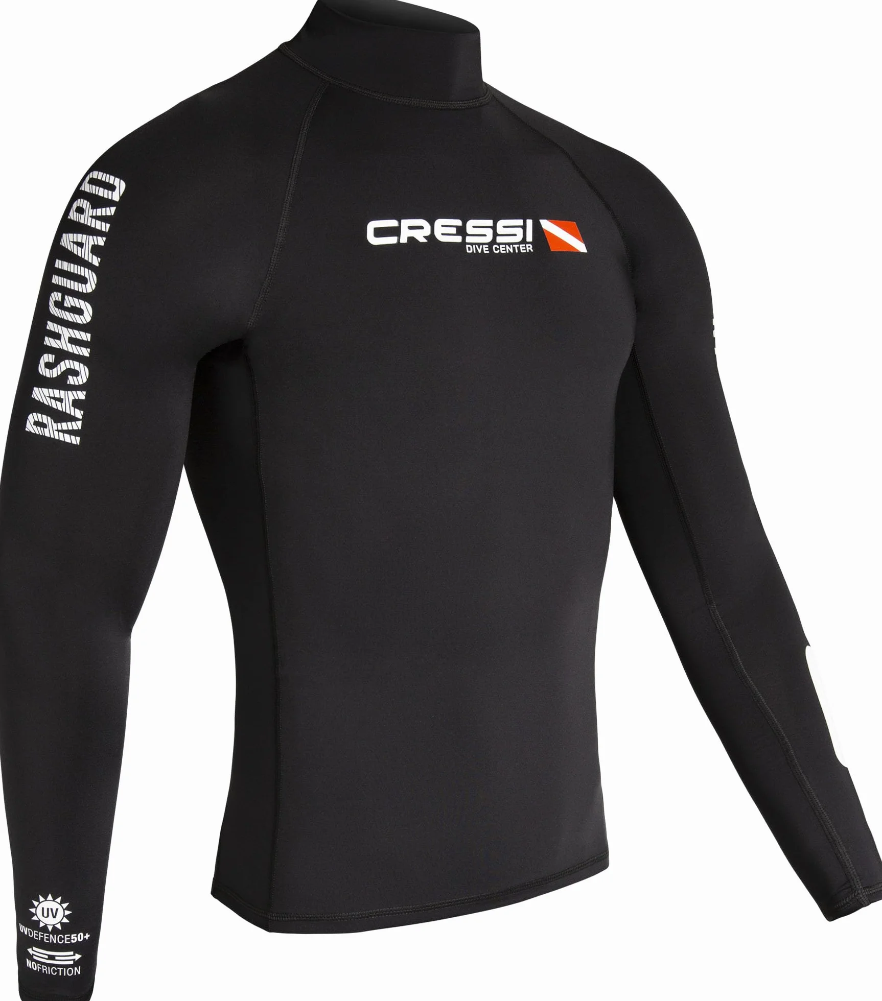 Cressi Rash Guard Man Black Dive Center - Maglia Protettiva Uomo Maniche Corte o Lunghe in Speciale Tessuto Elastico, Protezione Solare UV (UPF) 50+