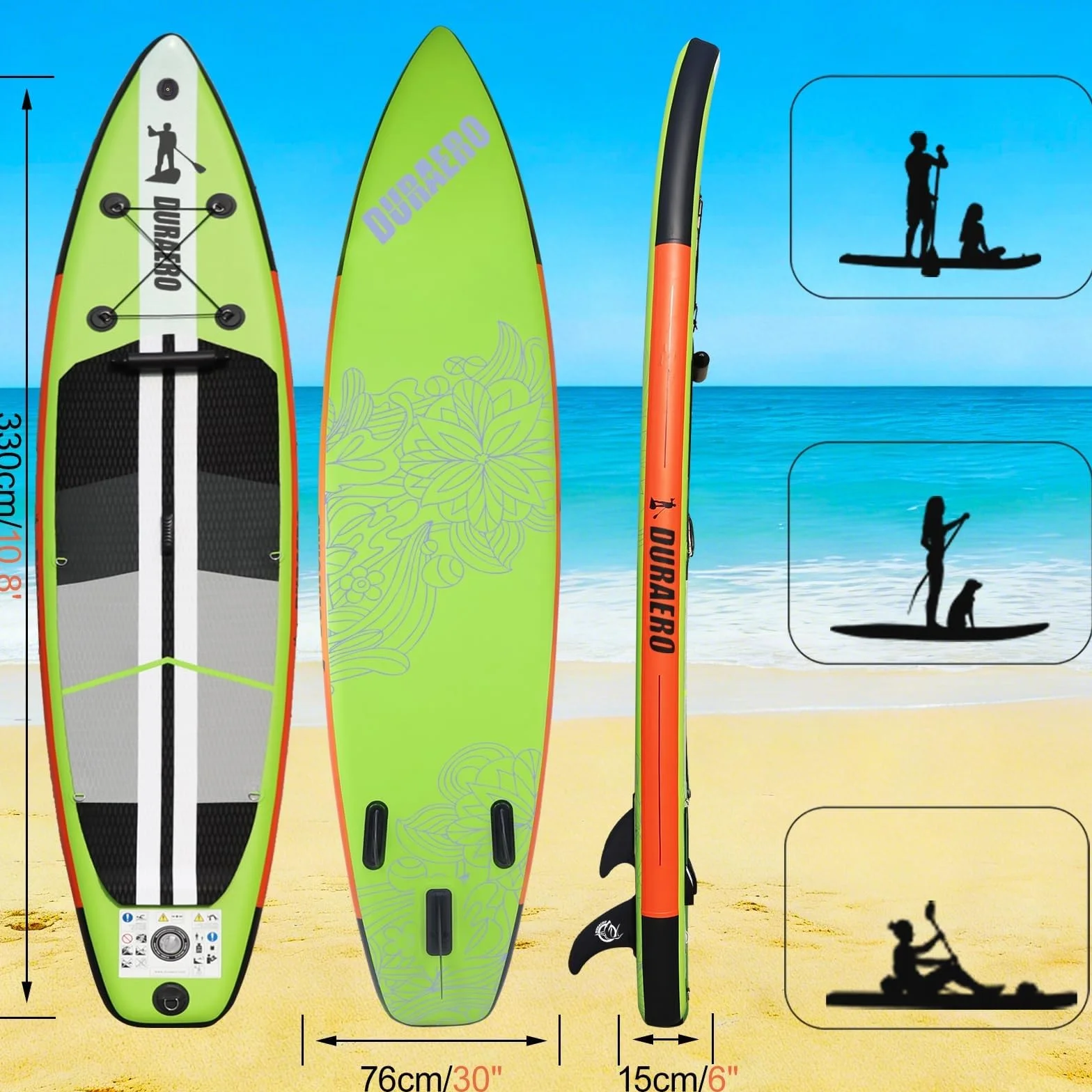 Stand Up Paddle Board Gonfiabile SUP Set 330 x 76 x 15 cm 150 kg con Doppia Pagaia Regolabile