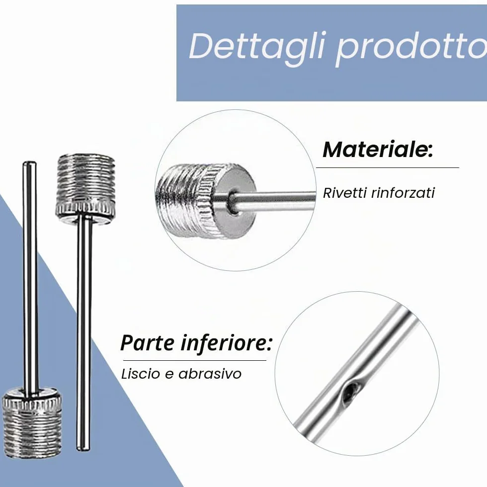 Ago per Pompa a Sfera 6 Pezzi, Ago per Gonfiare Palloni Sportivi