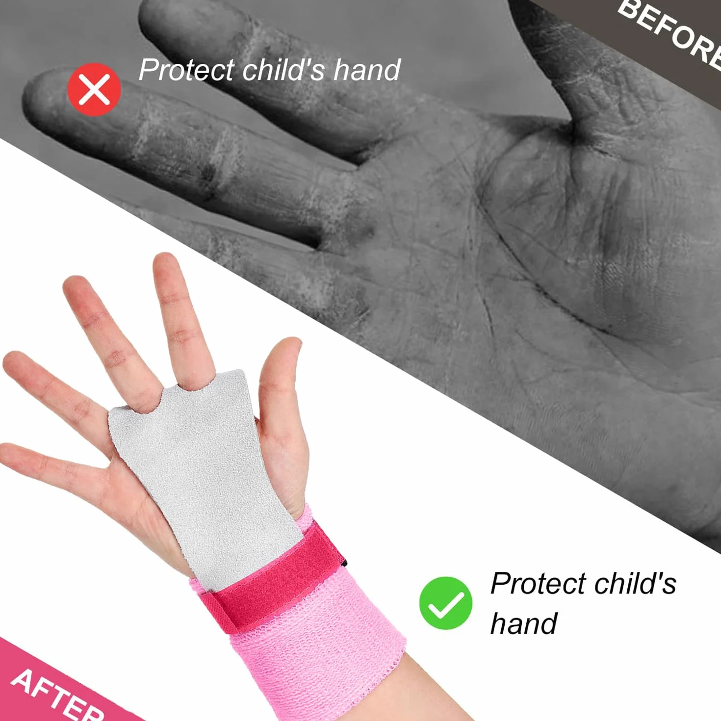 Cinturini da Polso con Presa per Ginnastica Sportiva, Protezione del Polso per Sollevamento Pesi per Ragazze Bambini (Rosa)