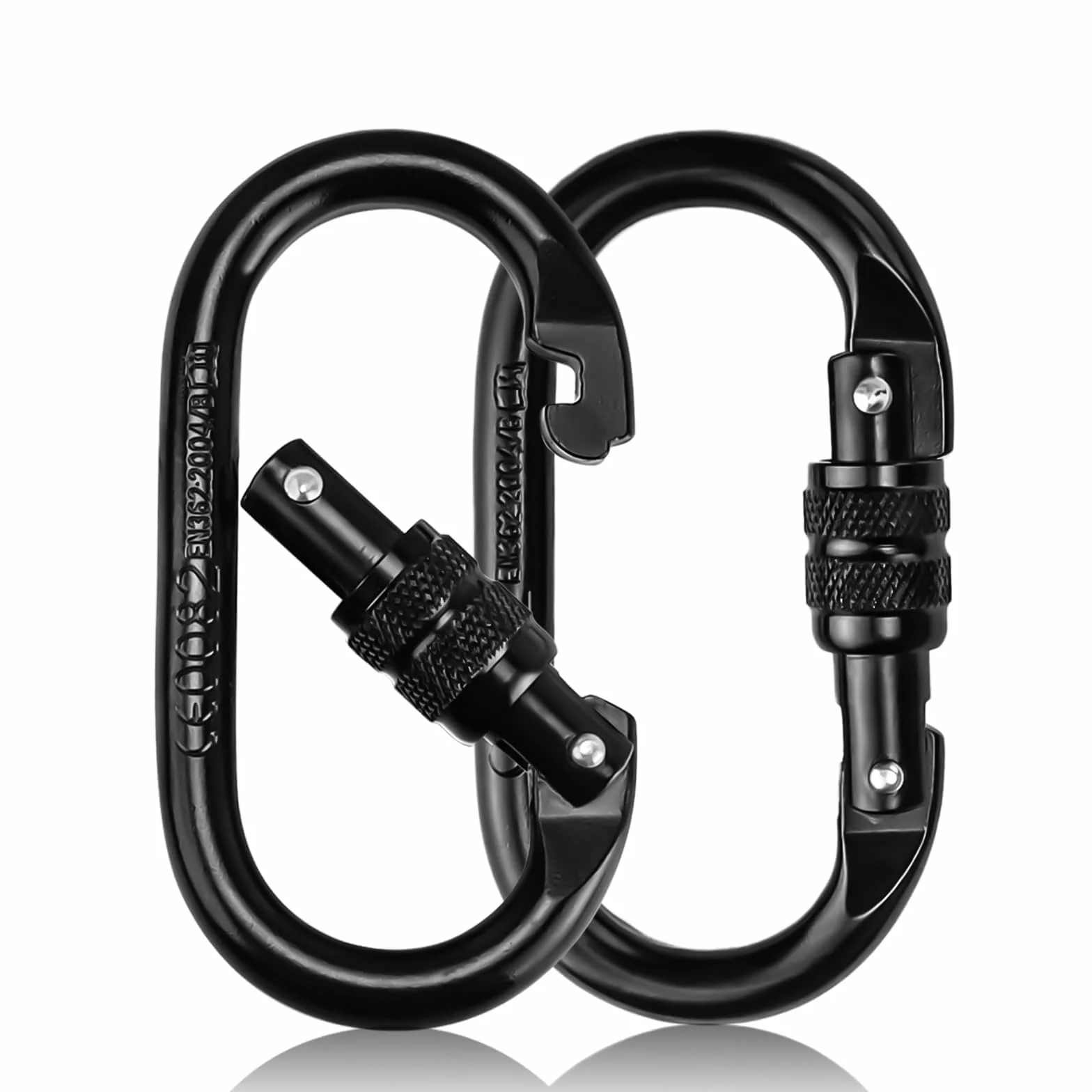 Moschettoni da Arrampicata 25 kN Acciaio Legato Chiusura a Vite TIANLIN 2 Pezzi Nero