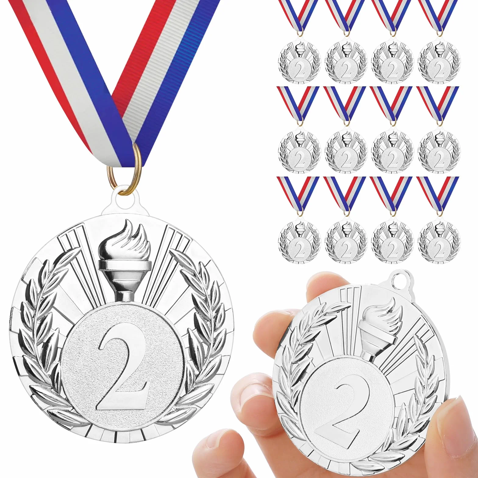 GeeRic 12pz Medaglie d'oro in Metallo con Nastro per Bambini Studenti Giocatore Atleta Competizione Sport Festa