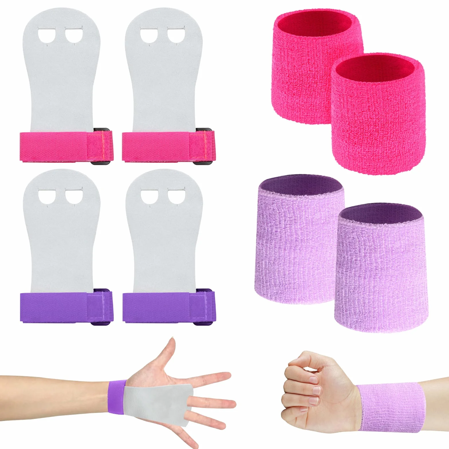 Scettar Set di Polsini da Ginnastica, 2 Paia Manopole Paracalli per Ginnastica Artistica, Falcon Grip Pad per Cross Training