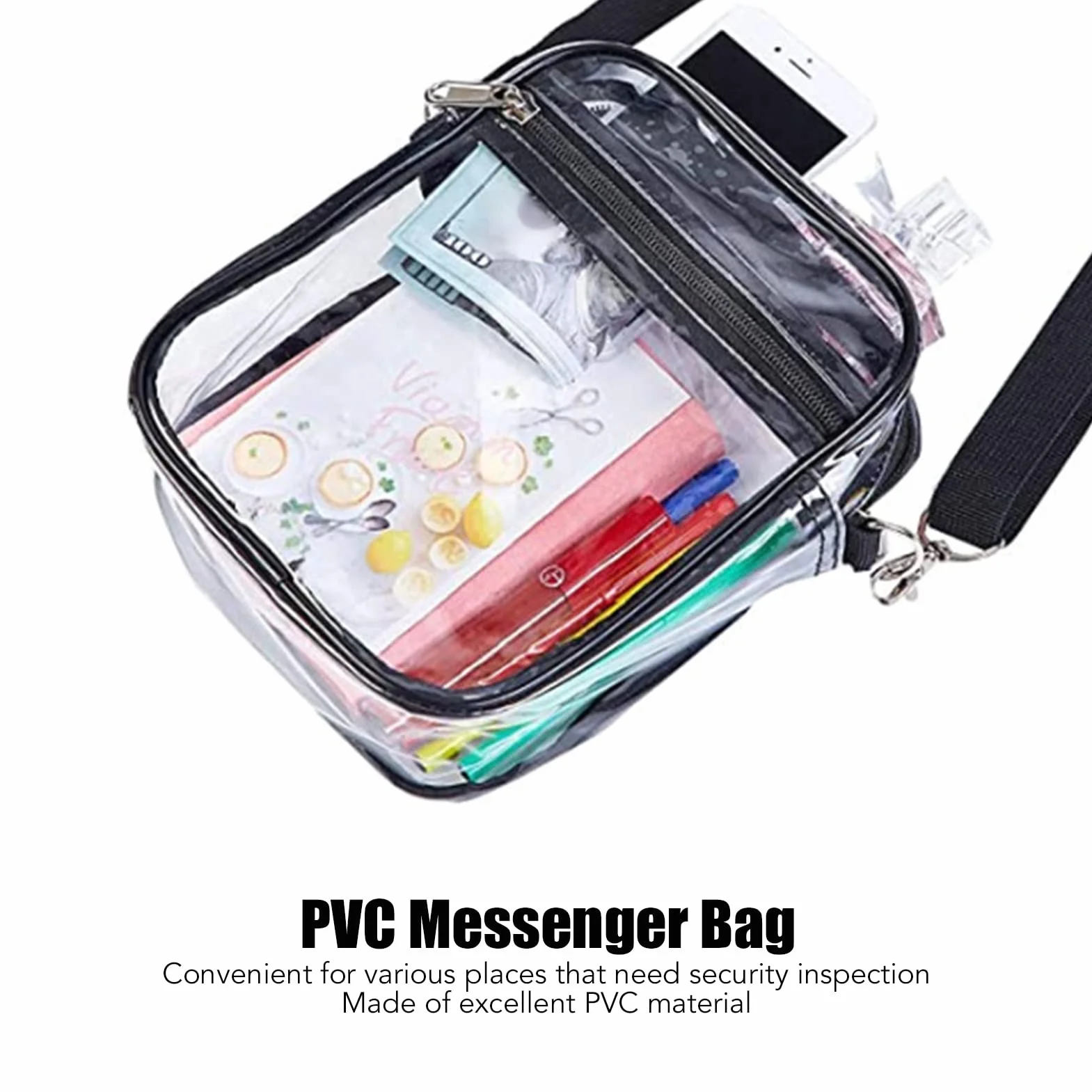 Borsa da Stadio Trasparente a Tracolla in PVC Antisporco Resistente all'Acqua