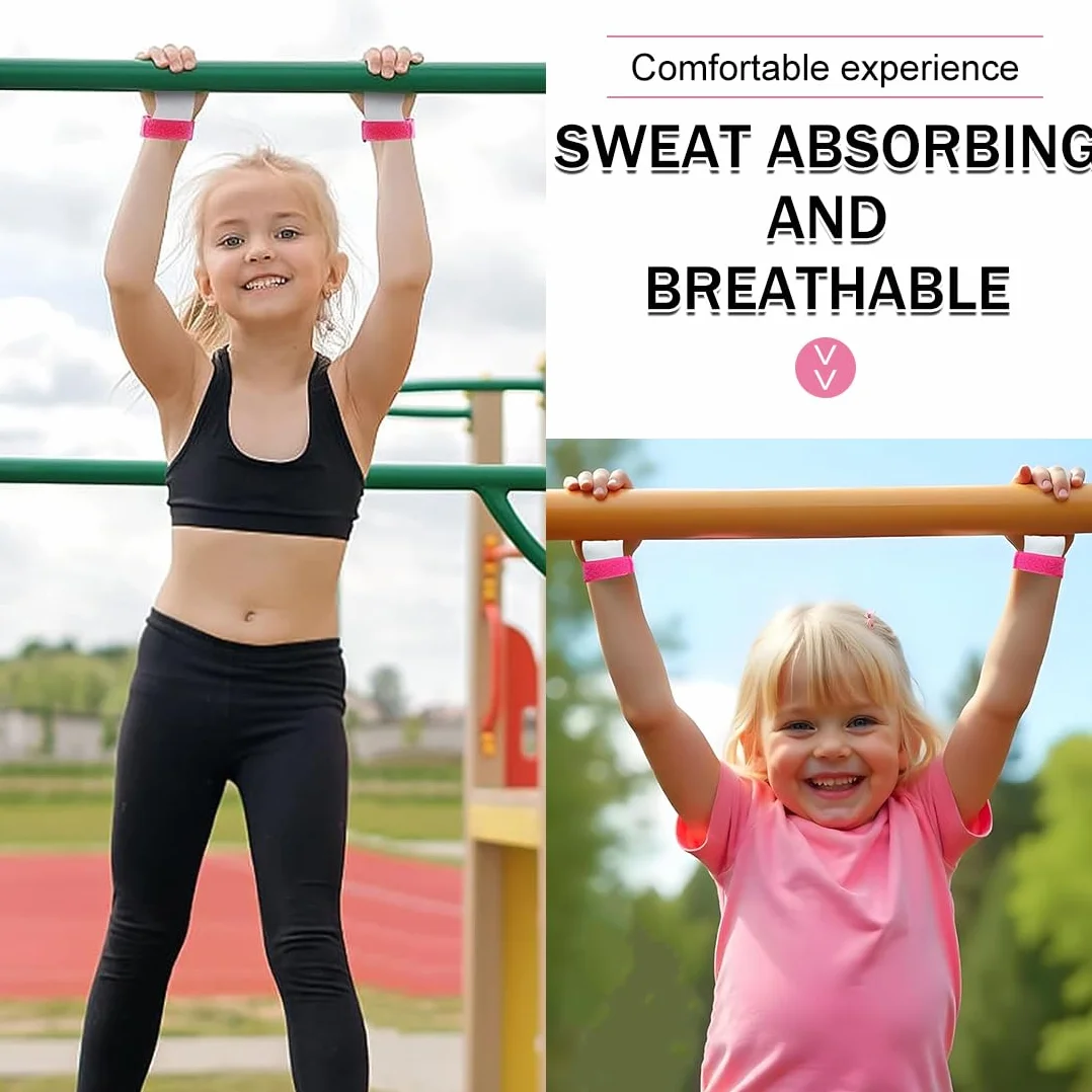 Manopole da ginnastica antiscivolo con cuscinetti, guanti per barra orizzontale bambini, polsiere sportive fitness rosa