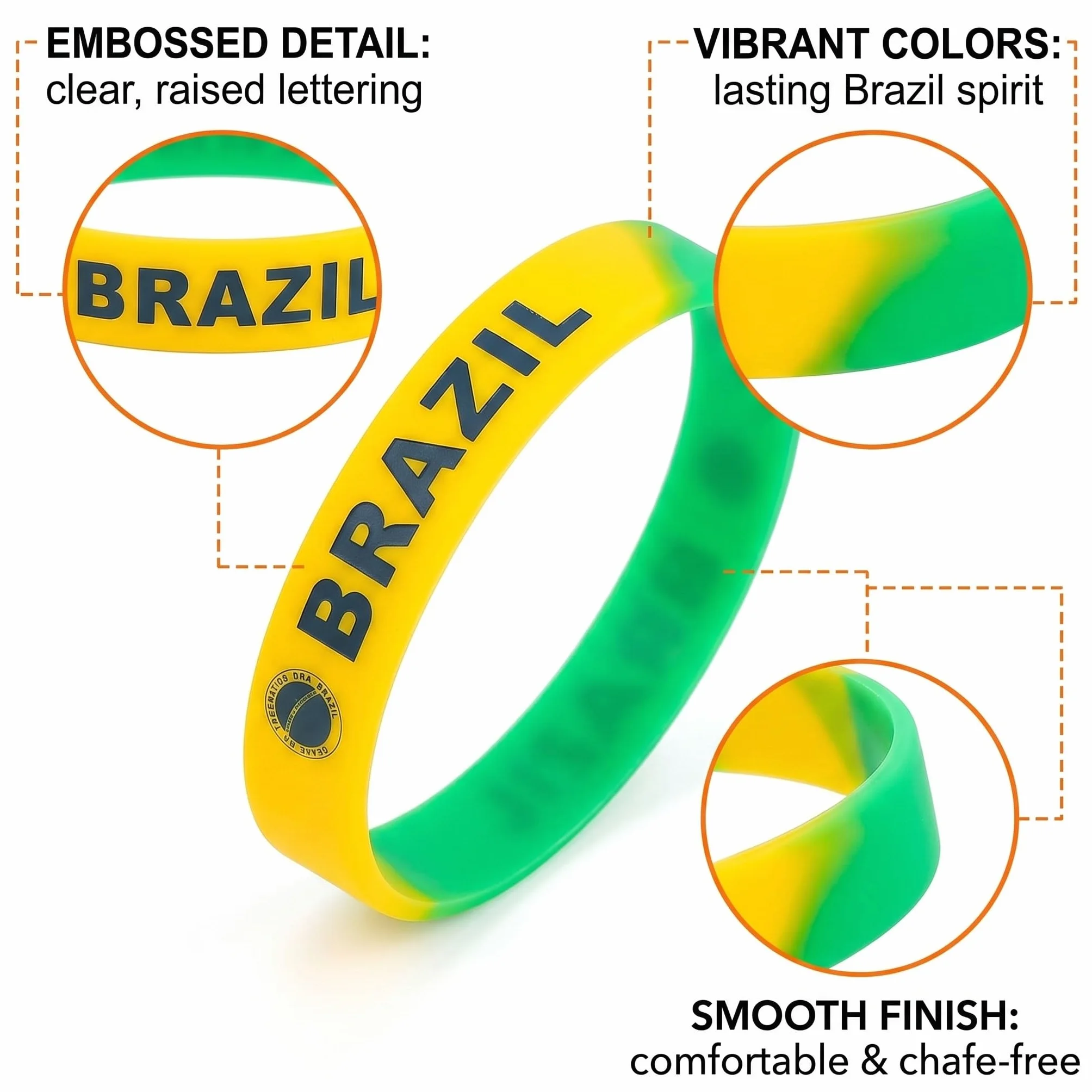 Braccialetti Silicone Bandiera Brasile 6 Pezzi, Bracciali Rubber Brasile Fan, Accessori Calcio Tifoso