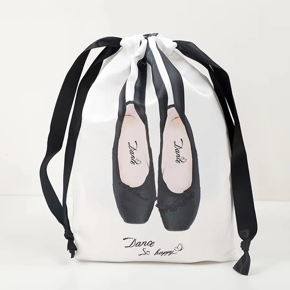 Borsa per Scarpe Punta in Raso Portatili con Coulisse per Danza e Accessori Sacca Multiuso