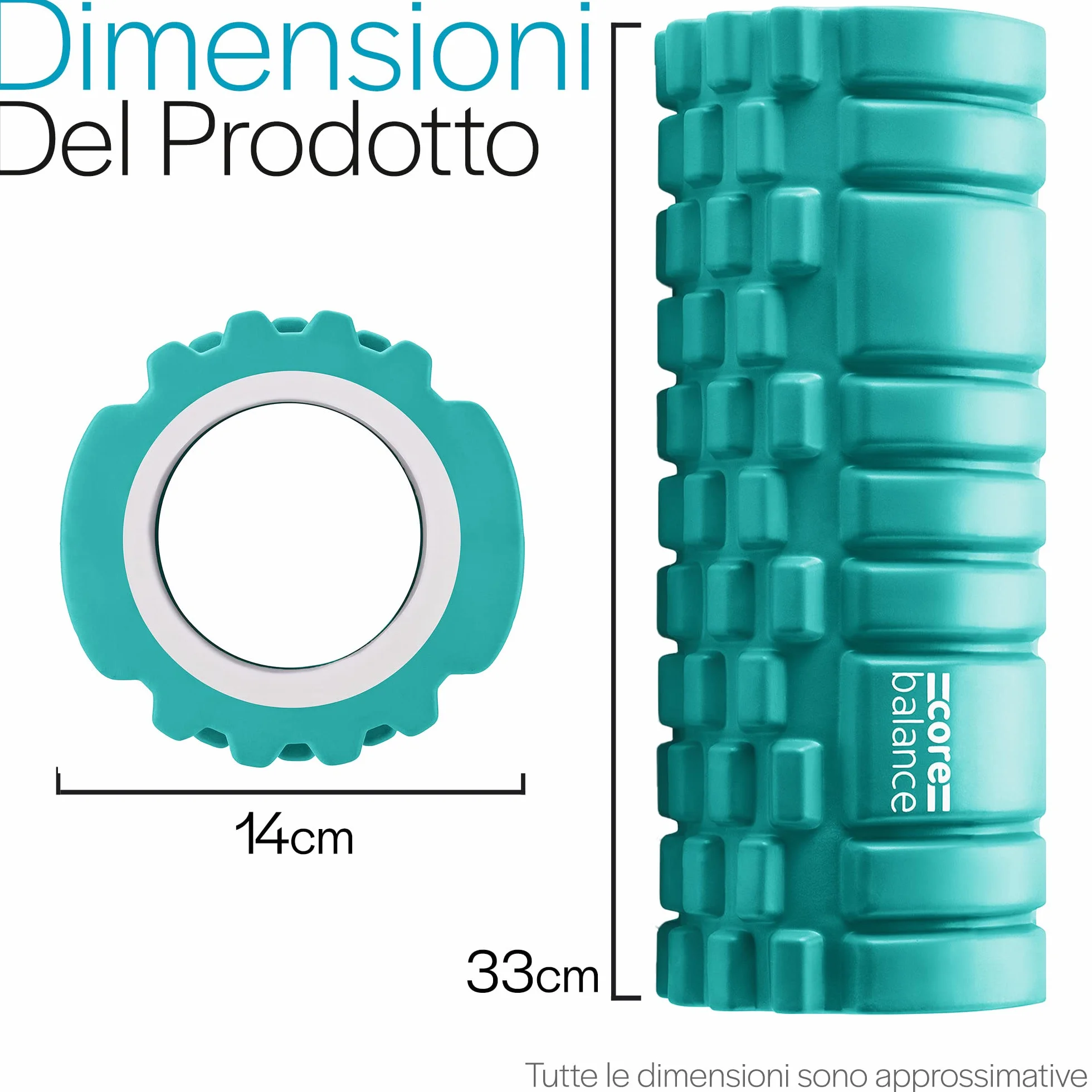 Core Balance Foam Roller Rullo in Schiuma per Massaggio Muscolare Profondo Trigger Point Automassaggio Palestra Yoga Pilates