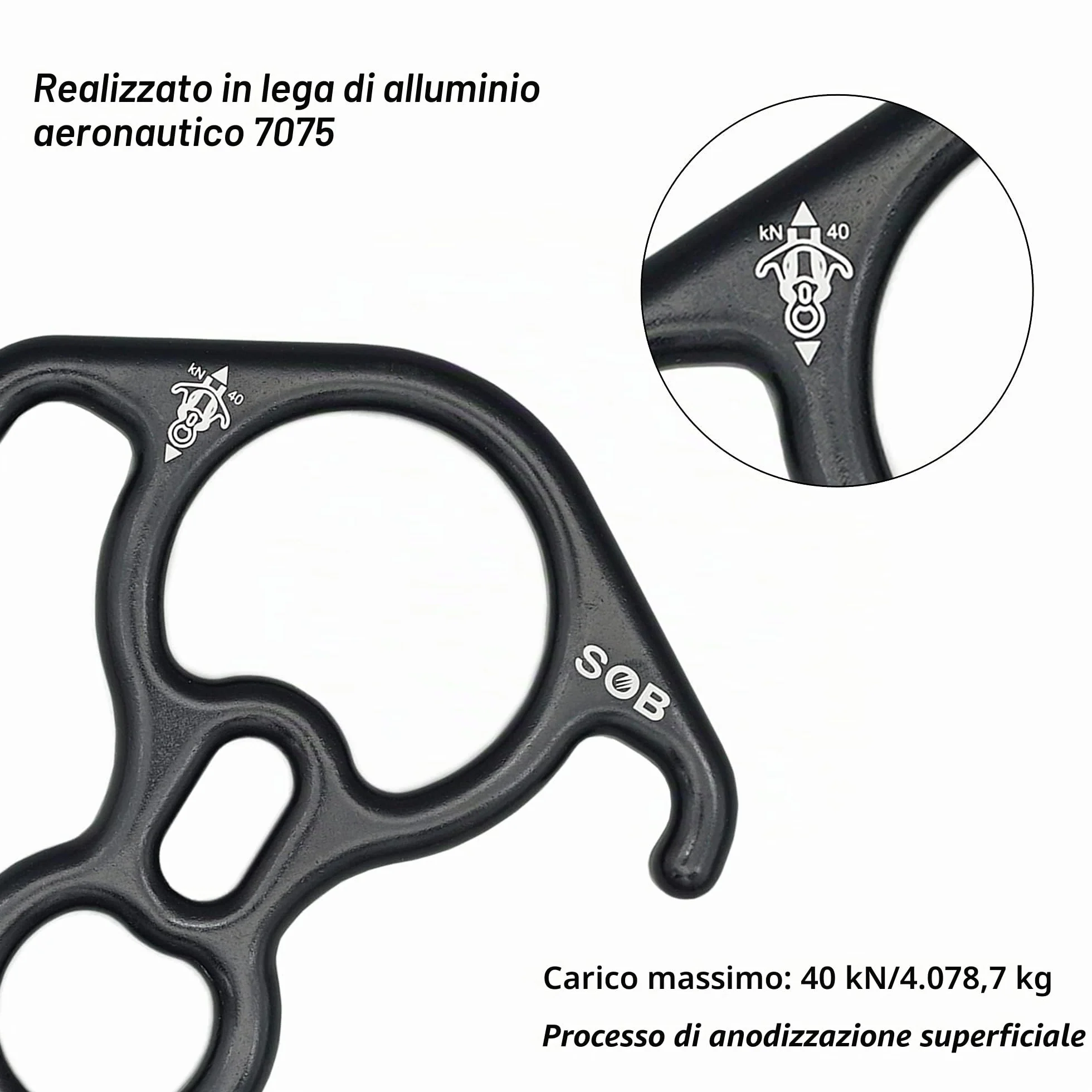 SOB Discensore a 8 Descender per Calata Anelli di Sicurezza in Lega di Alluminio Magnesio Rappel Dispositivo