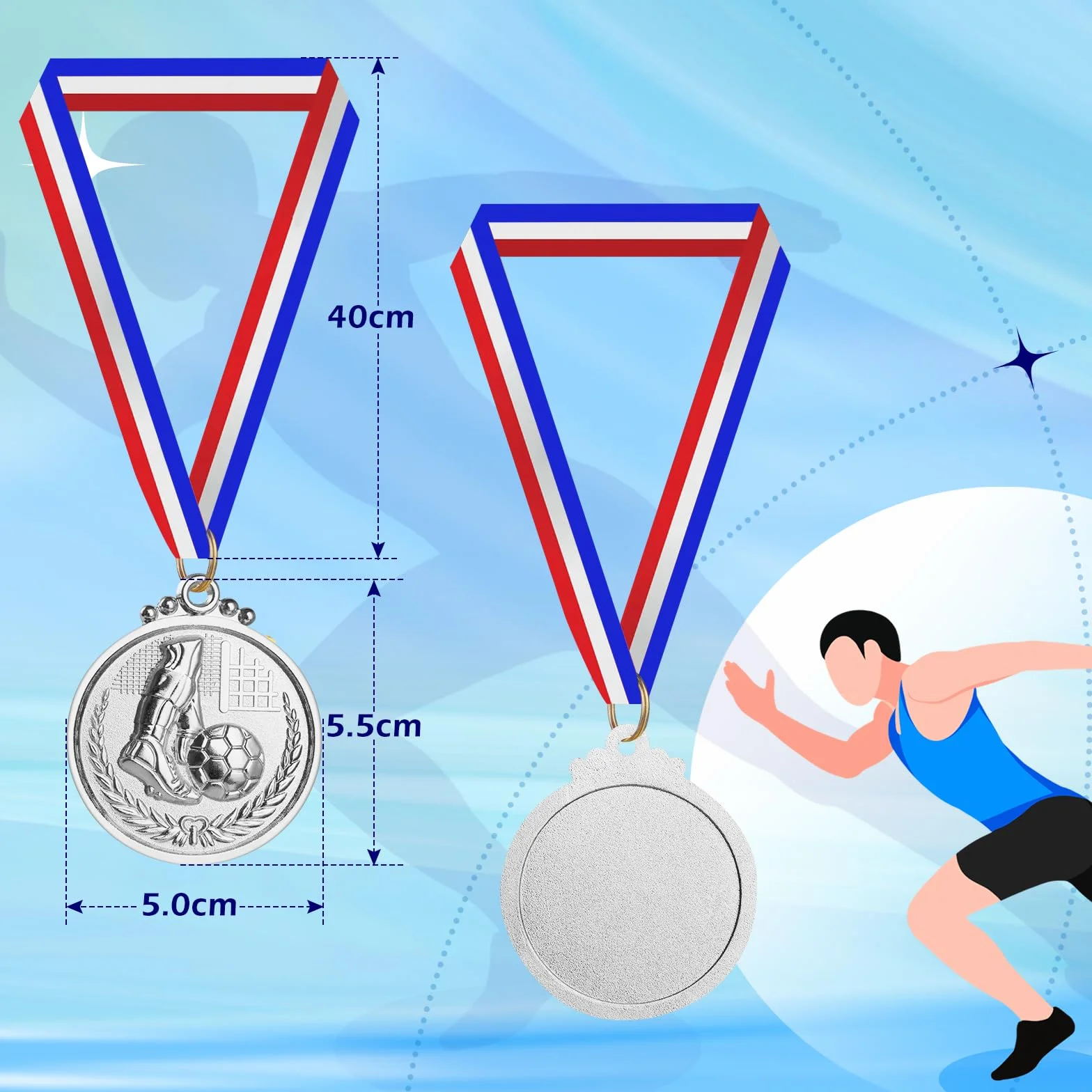 Medaglie d'oro 12pz per Bambini Studenti Giocatore Atleta in Metallo con Nastro Collo Vincitore Concorso Sport Festa