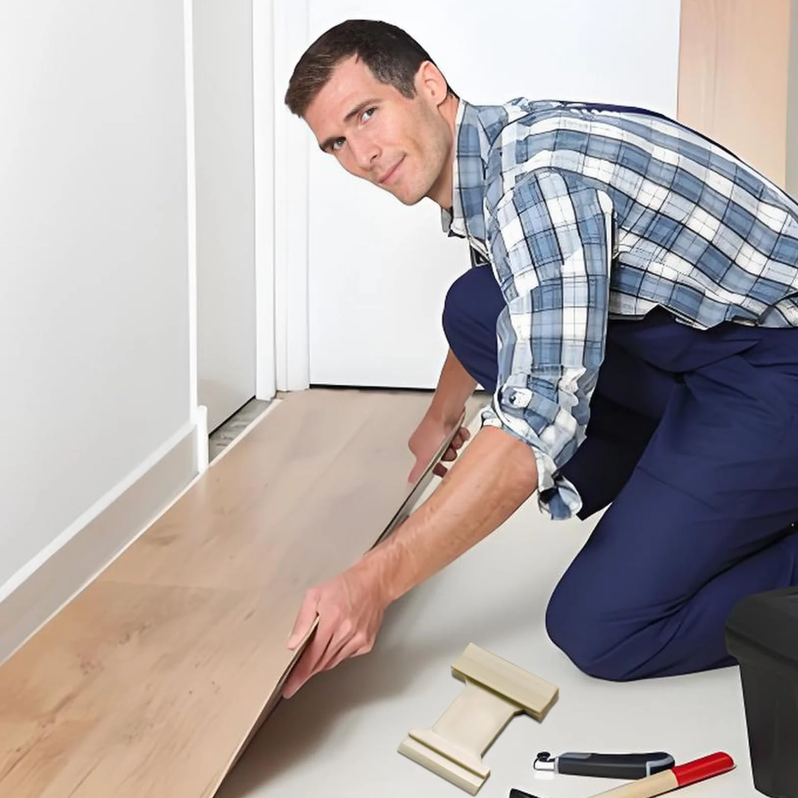 Blocco per maschiatura 4 in 1 in nylon per pavimenti in legno duro laminato, accessorio di riparazione per fessure U V L
