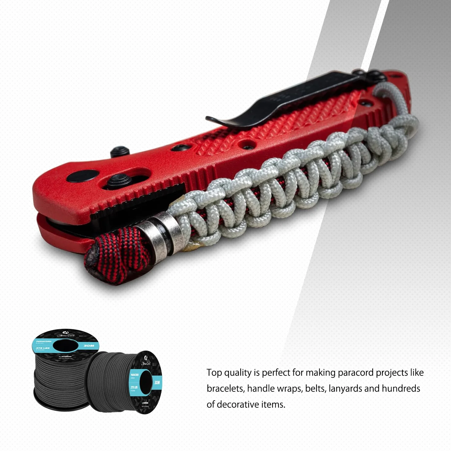 Abma Cord 30M Paracord 275 Nylon Corda 2,4 mm Cavo Multiuso Nero