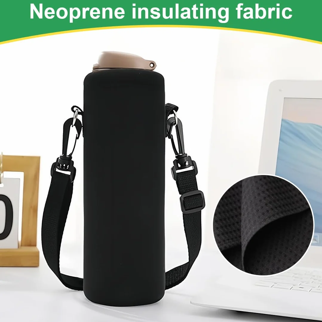 JEYORZY 1 Pezzi Protezione per Bottiglia D'acqua 1000ML Porta Borraccia Termica Custodia Antiscottatura con Tracolla Regolabile per Sport Viaggio