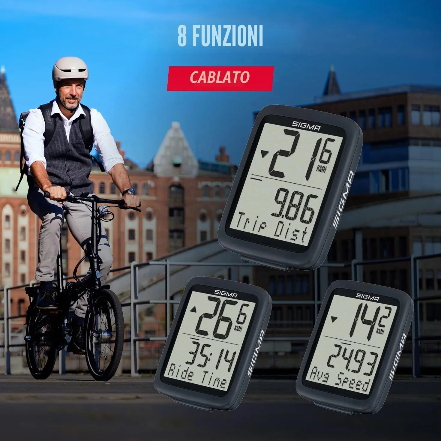 SIGMA SPORT BC 8.0 Bicycle Computer with Large Buttons Clear Display