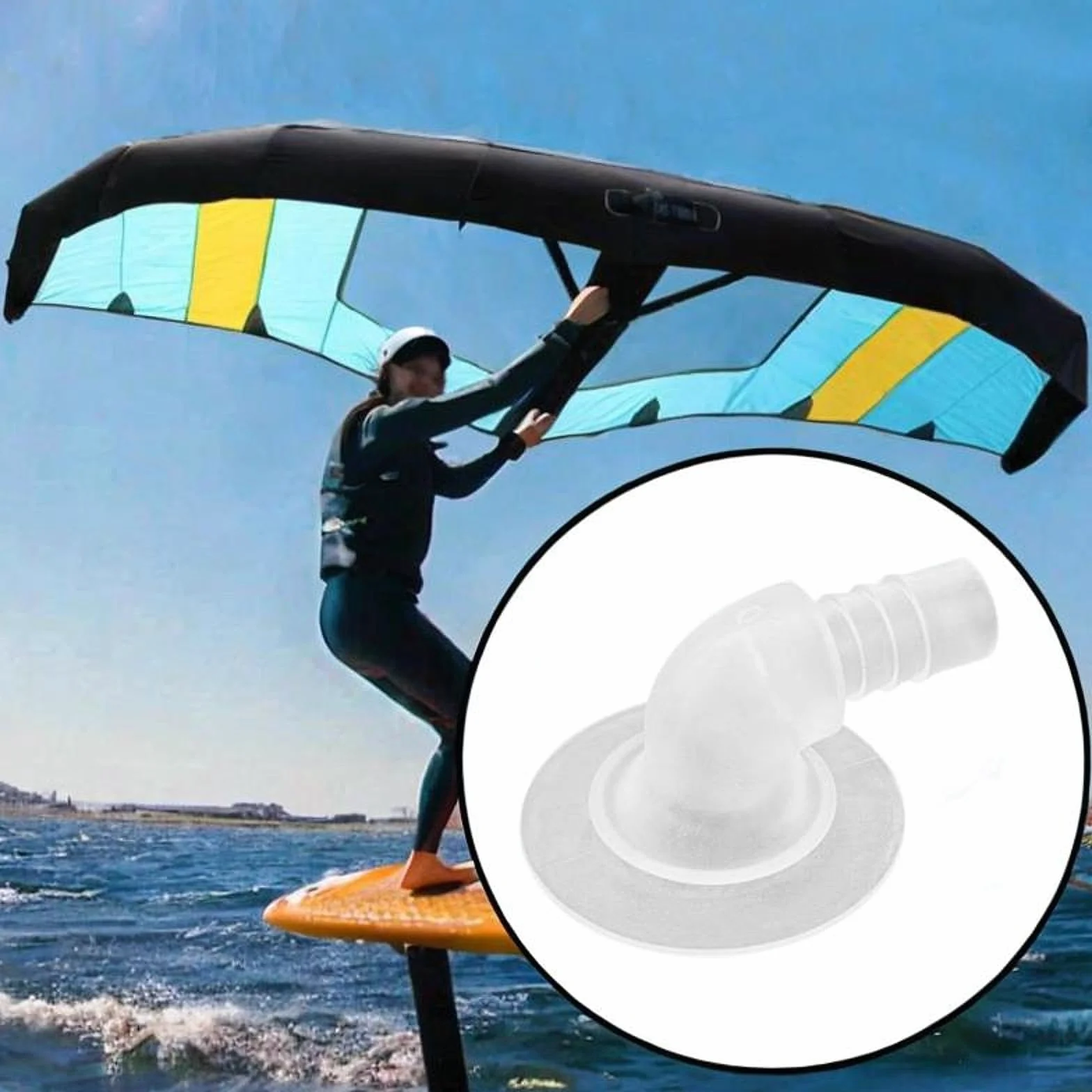 Oshhni Valvola della vescica della pompa, valvola di inflazione leggera per Kitesurf e Kiteboarding