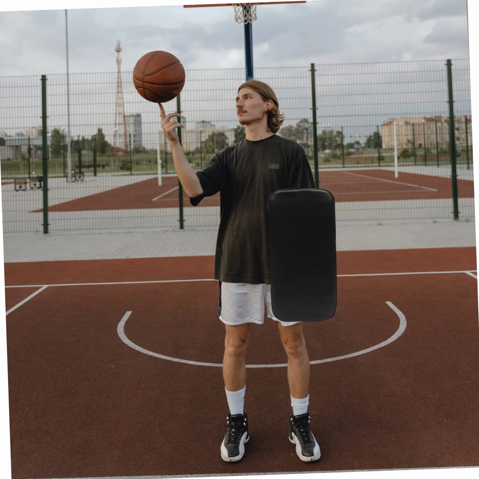 TOYANDONA Tappetino di Blocco per Allenamento Basket in PVC e PU Pelle Cotone Perla, Cuscino Nero per Agilità e Boxe