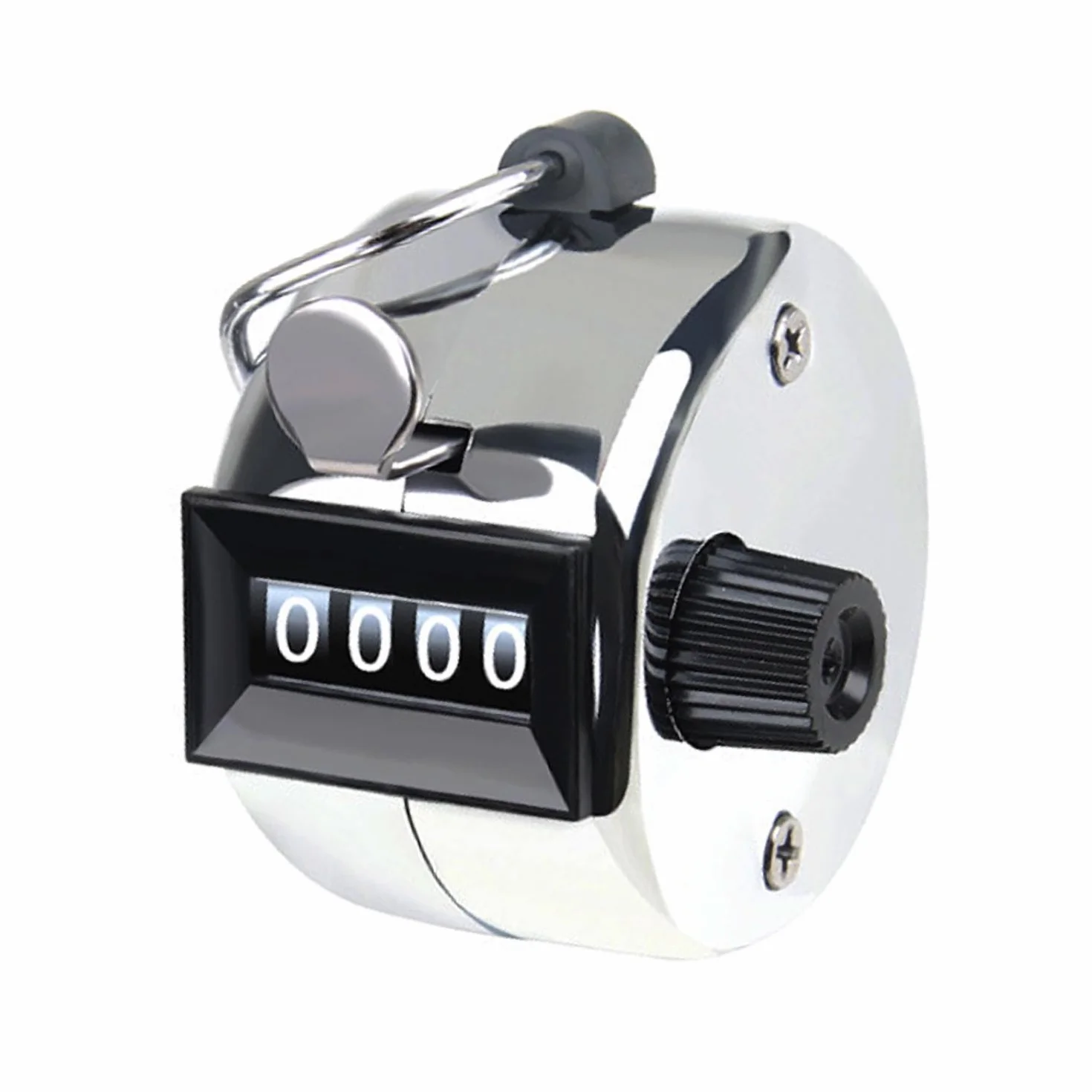 Contatori a Mano in Metallo clicker per conteggio, Contatore Clic Meccanico a 4 Cifre, con Anello Dito, per la Scuola Golf e Knit People Golf Circle e Knit, Silver