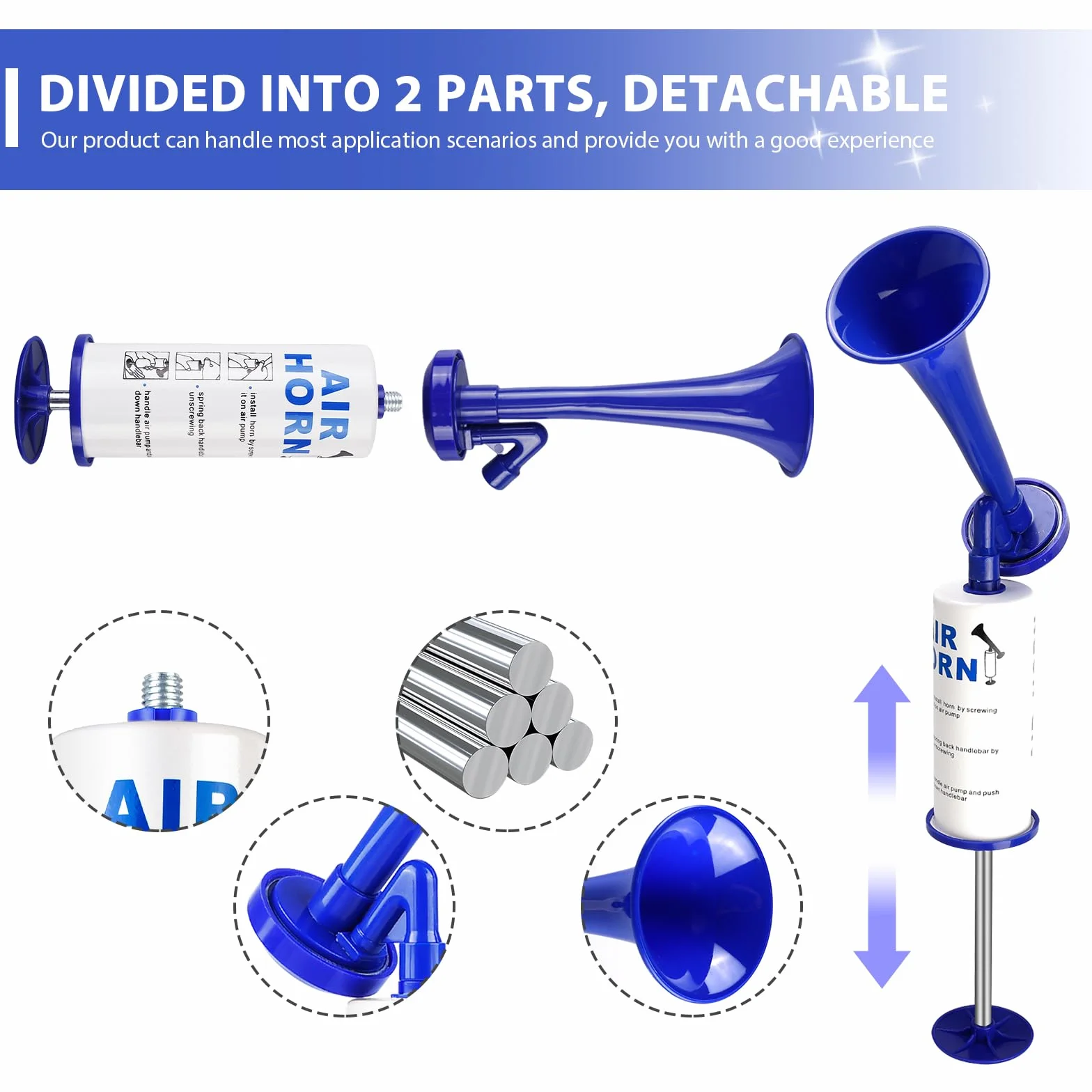 Tromba da Stadio, Kit 2 Pz Air Horn, Trombetta da Stadio, Tromba Stadio, Trombe da Stadio, Trombette da Stadio per Canottaggio, Eventi Sportivi, Feste, Compleanni, Campeggio, Laurea