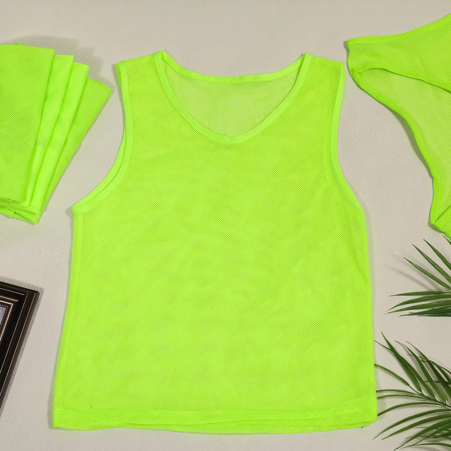 Savita 12 Pz Gilet Scrimmage in Rete di Nylon Verde Fluorescente per Calcio Basket Bambini