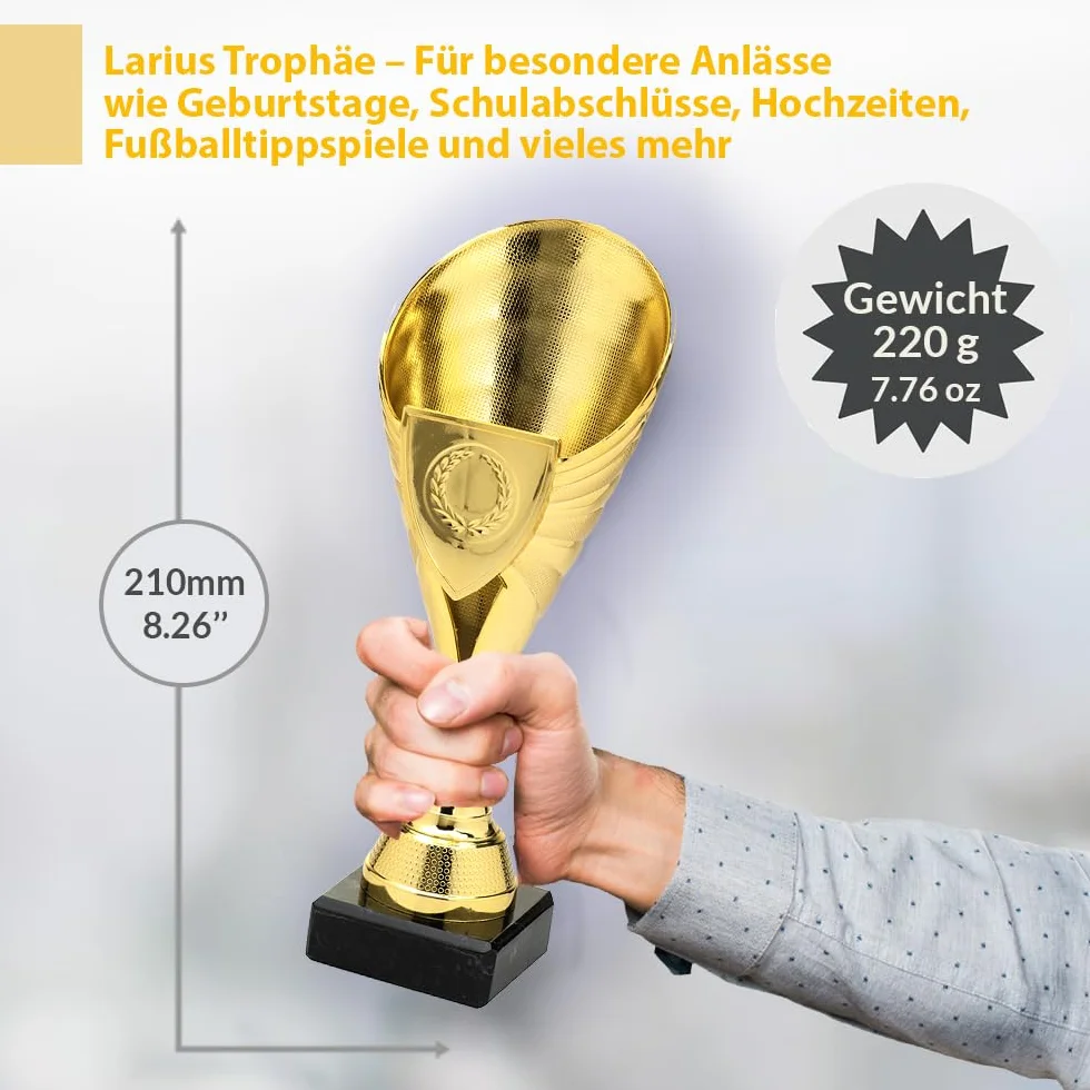 Larius Coppa 21 cm 220 g trofeo universale con base in marmo personalizzabile B1