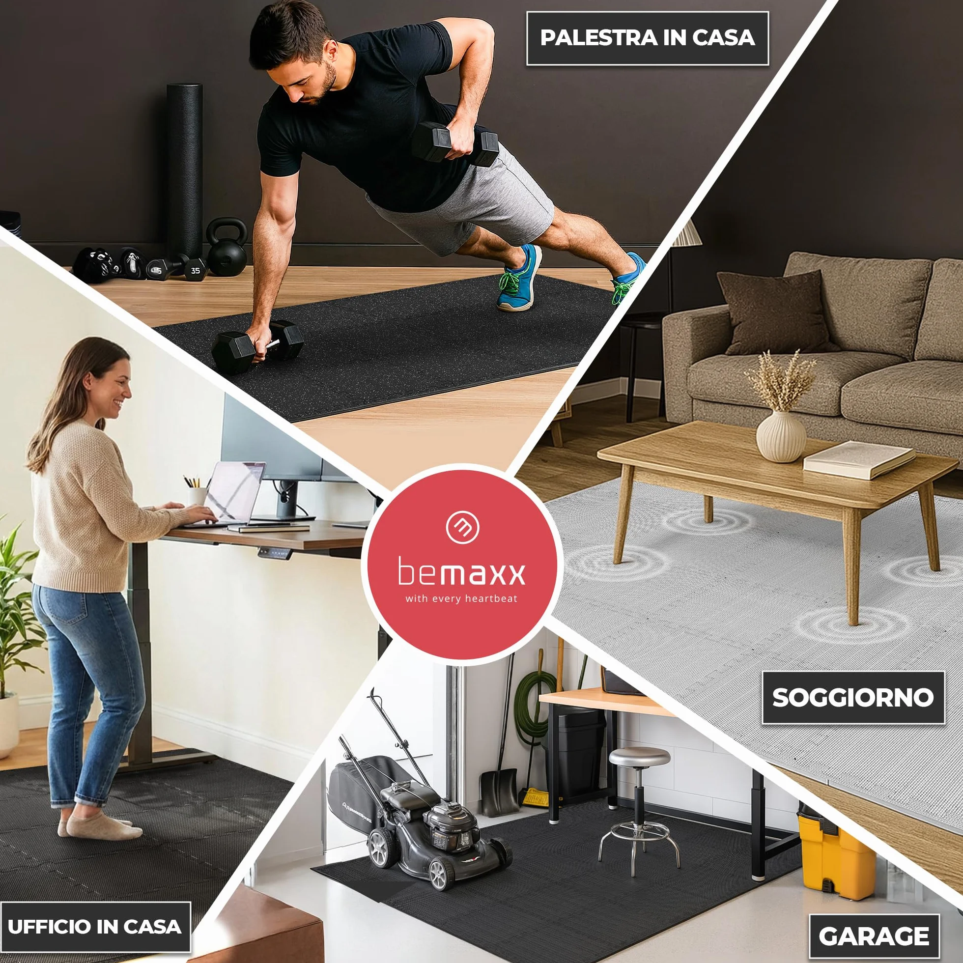 Tappeto Palestra Tappetino Fitness a Puzzle - Pavimento Protettivo Incastro Tatami Gomma per Home Gym