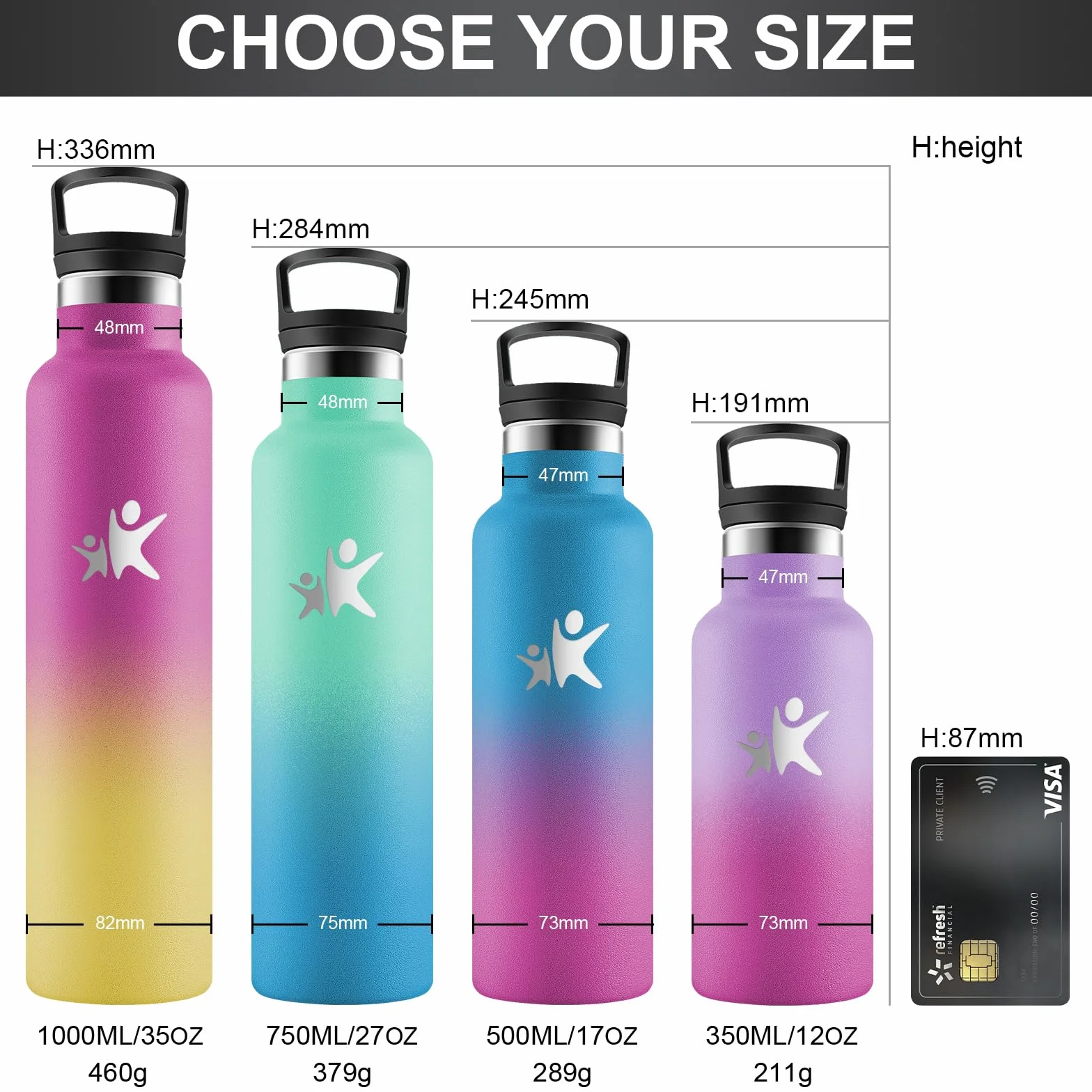 Borraccia Termica Bambini 500ml Acciaio Inox senza BPA con Cannuccia a Prova di Perdite