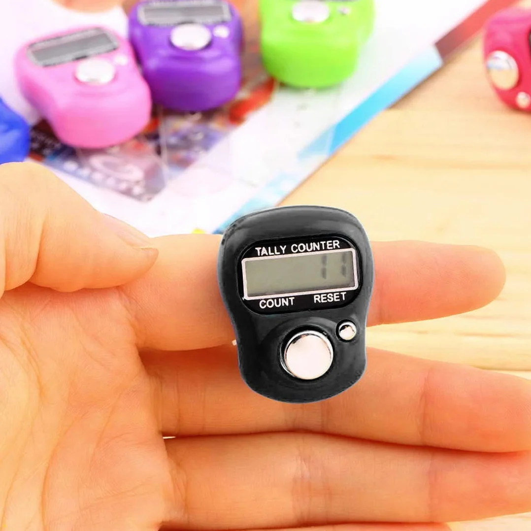 LCD Electronic Digital Finger Ring Stitch Marker Row Counter Clicker Timer