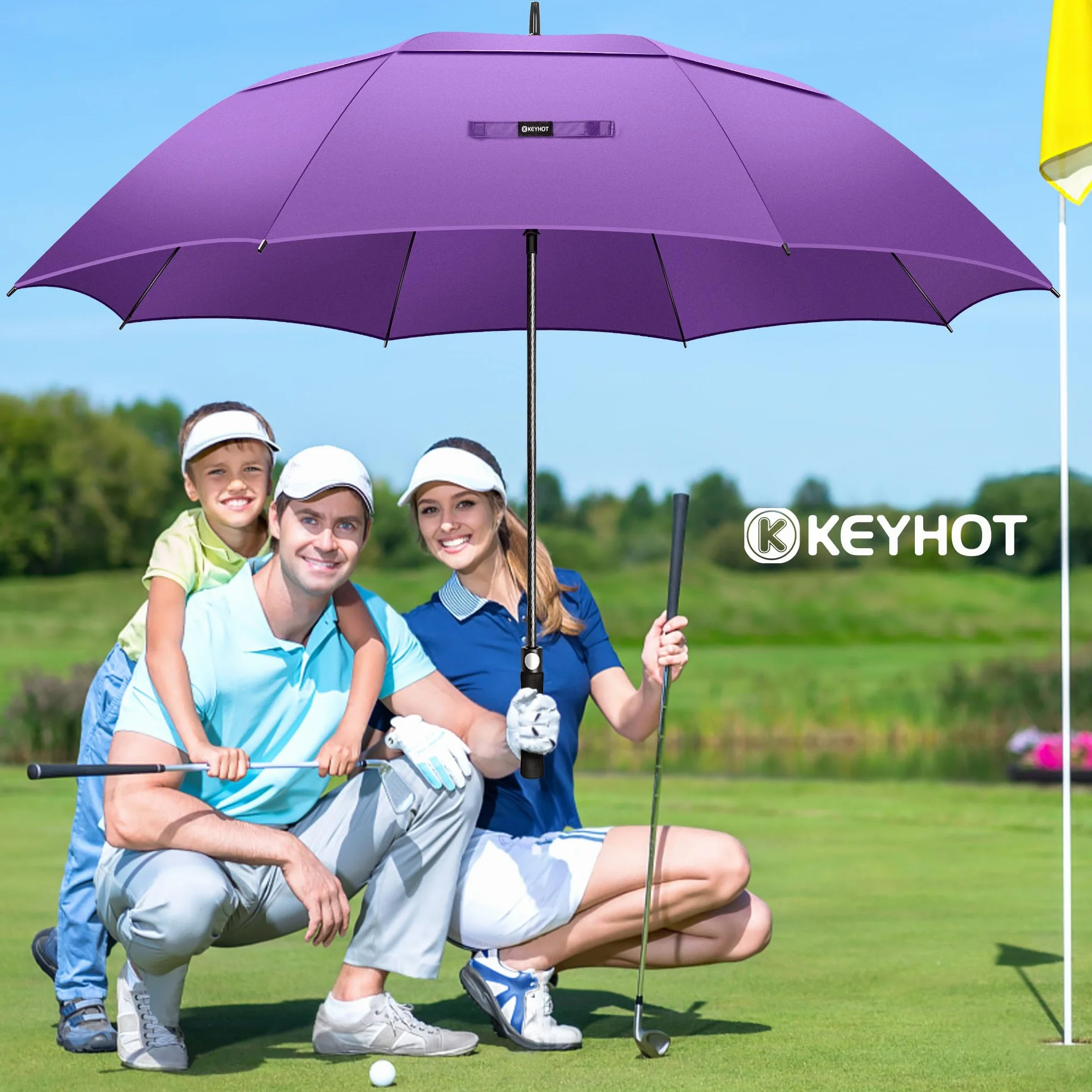 Ombrello Grande da Pioggia M/L/XL/XXL, Ombrelli Golf Grande Automatici Stormproof Doppio Baldacchino Stabile per 4 Persone Uomini Donne