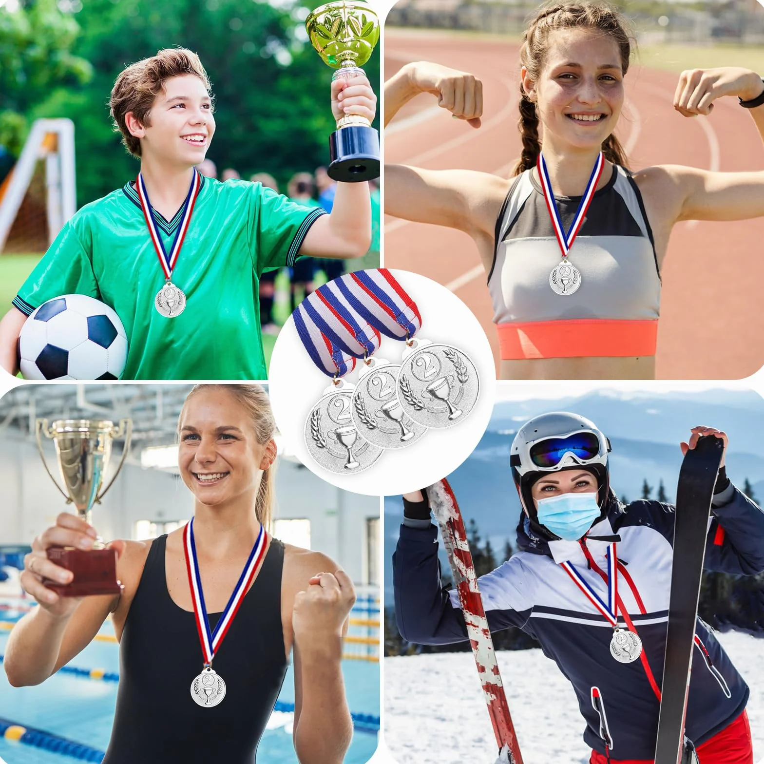 12 Pezzi Medaglie Premiazioni Metallo Oro/Argento/Bronzo per Bambini Concorsi Sportivi Calcio Pallacanestro