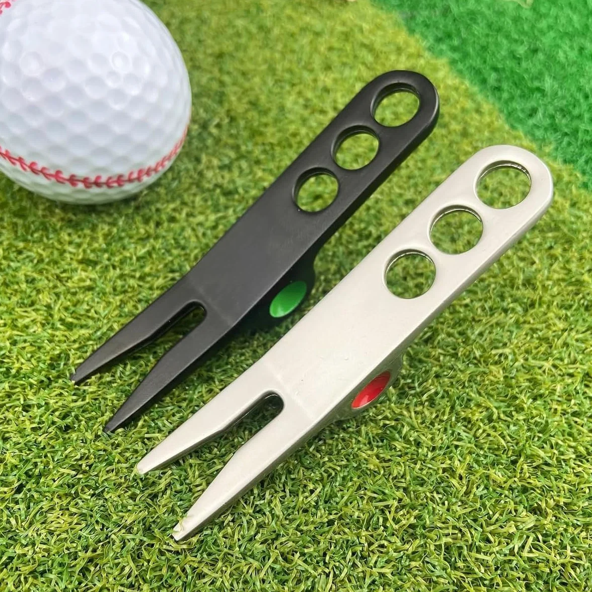 Alnicov Forchette per Palline da Golf in 2 Pezzi, Strumento di Riparazione Manto erboso