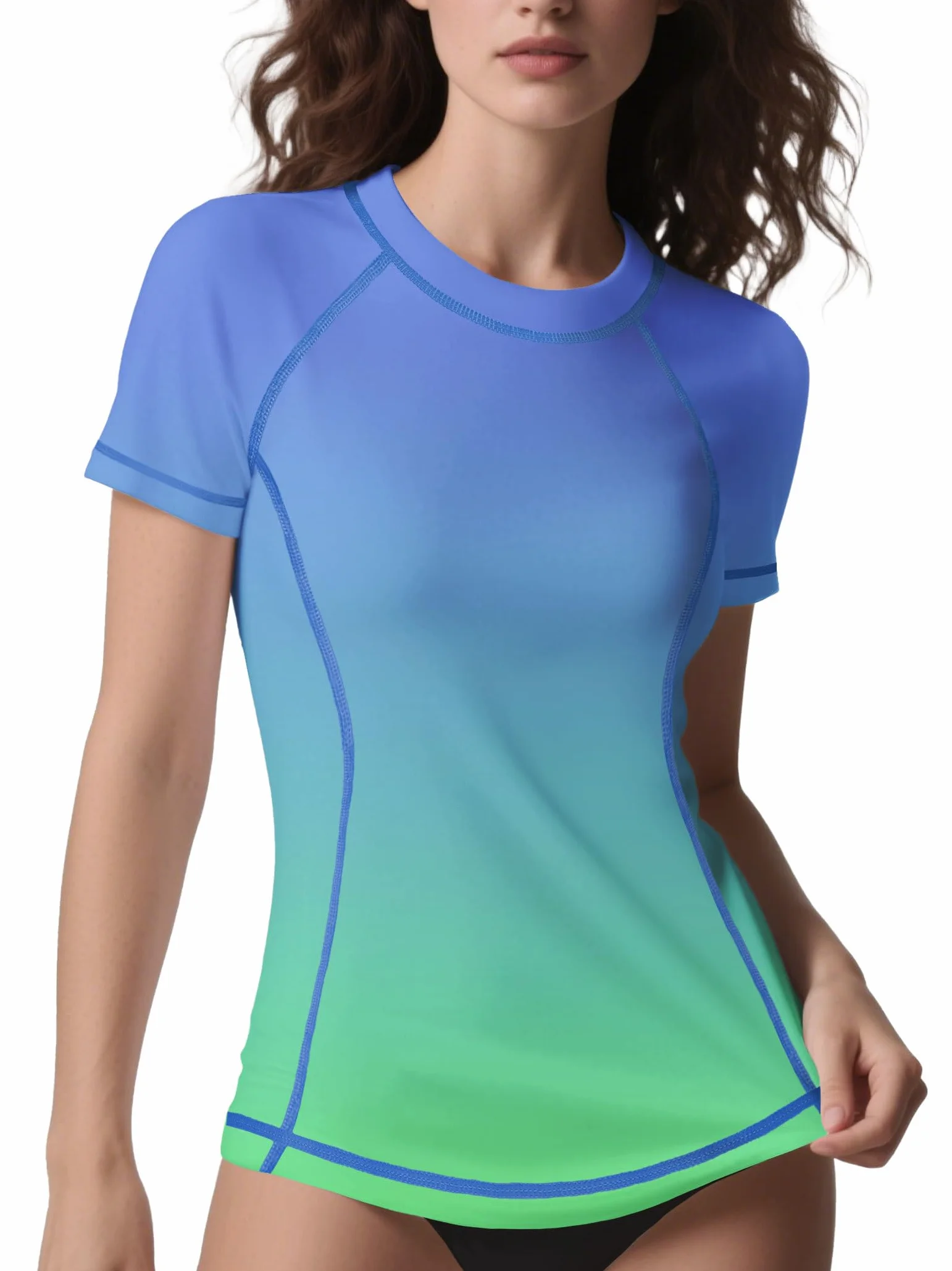 ANGEL CITIZ Maglia da Bagno Donna Maniche Corte, Rash Guard Asciugatura Rapida, Maglietta Mare Anti UV UPF 50+, Costume da Bagno Modesto S-XXL