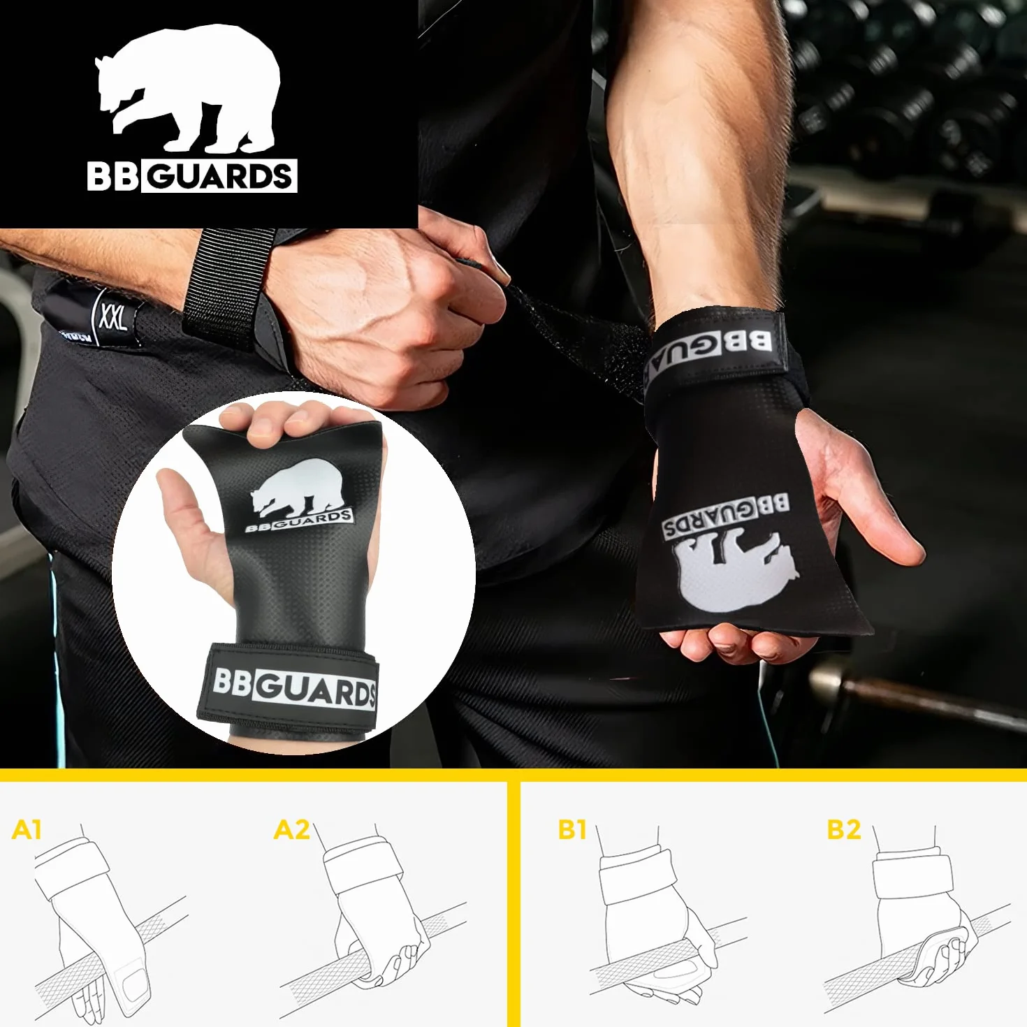 Paracalli Crossfit con Lamina di Carbonio, Grip da Palestra con Cuscinetto Protettivo e Senza Fori per Cross Training e Ginnastica Artistica
