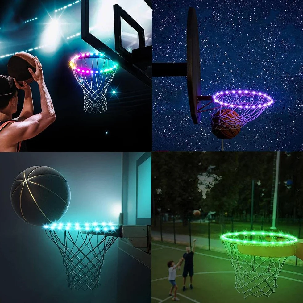 KENANLAN Luci LED per Canestro da Basket Campo da Basket con Telecomando Luce a LED 4 modalità 16 Colori Impermeabile per Allenamento Notturno All'aperto