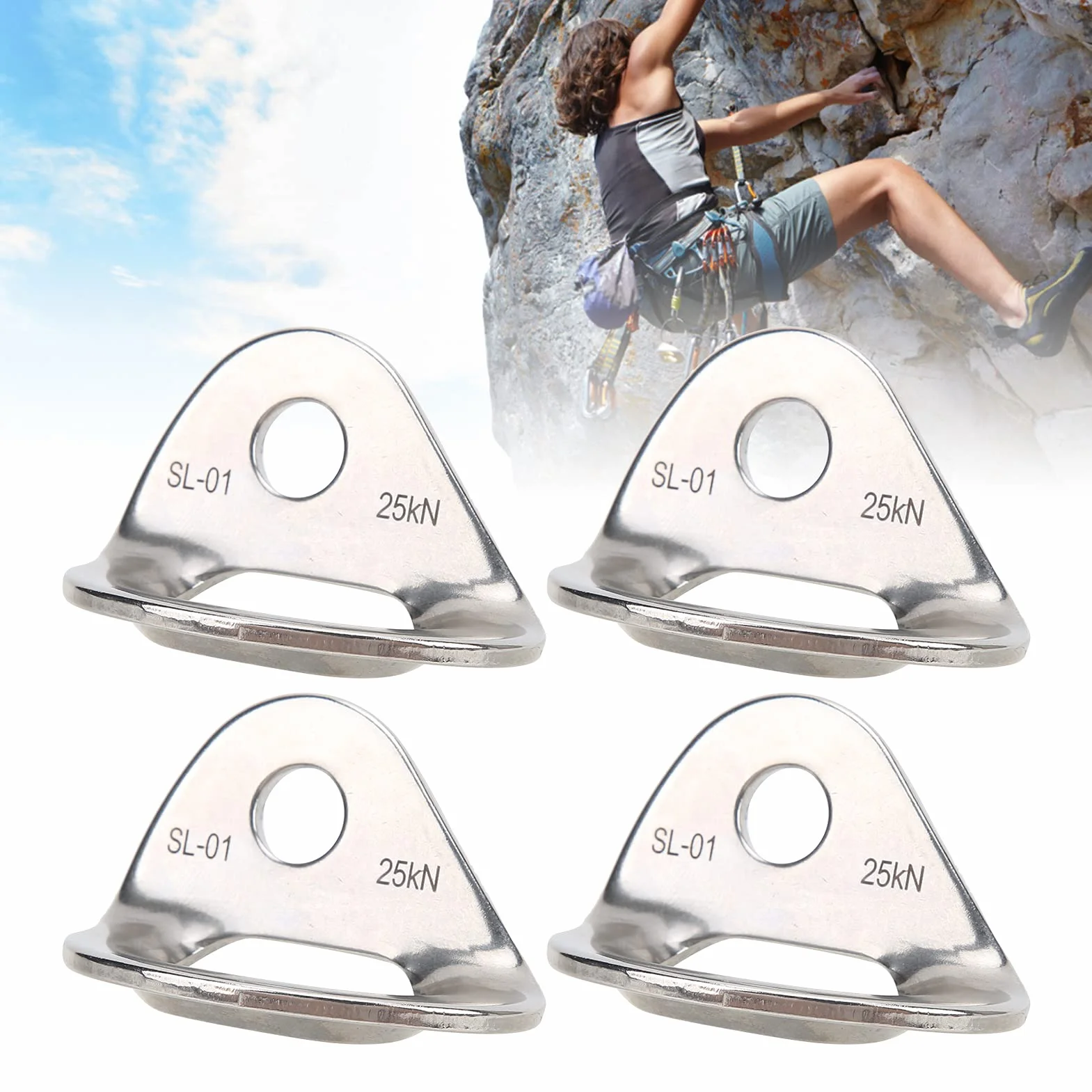 Gancio da Arrampicata 4 Pezzi Accessori per Arrampicata su Roccia Forte Forza di Trazione Ancoraggio