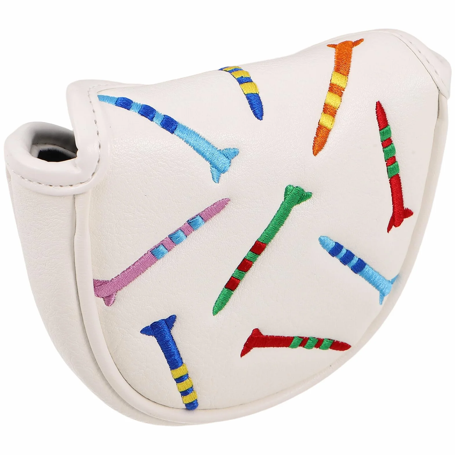 MAGICLULU Copri Putter da Golf Bianco in Pu con Rivestimento Interno e Design Ricamato, Protezione per Mazze