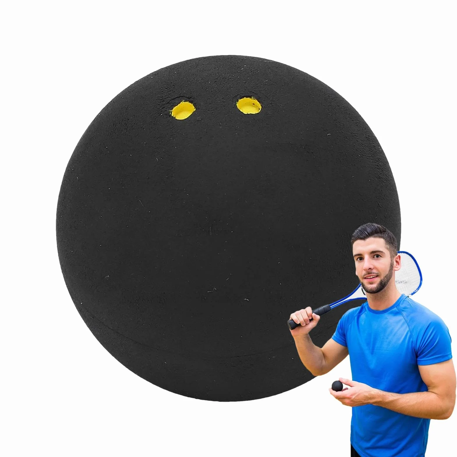 Palline da squash da competizione 38 mm doppio punto giallo per giochi a bassa velocità