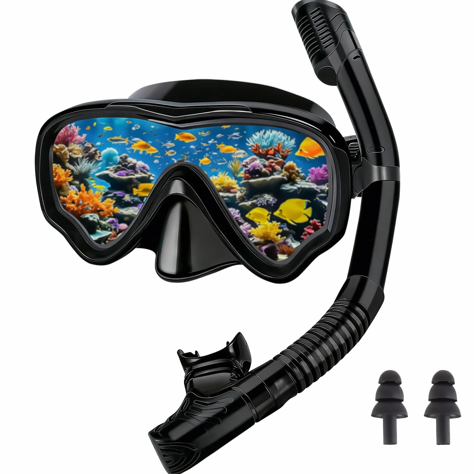 Maschera Snorkeling Adulto, Set Snorkeling Panoramici 180°, Antiappannamento Anti-Perdite per Nuoto Immersioni