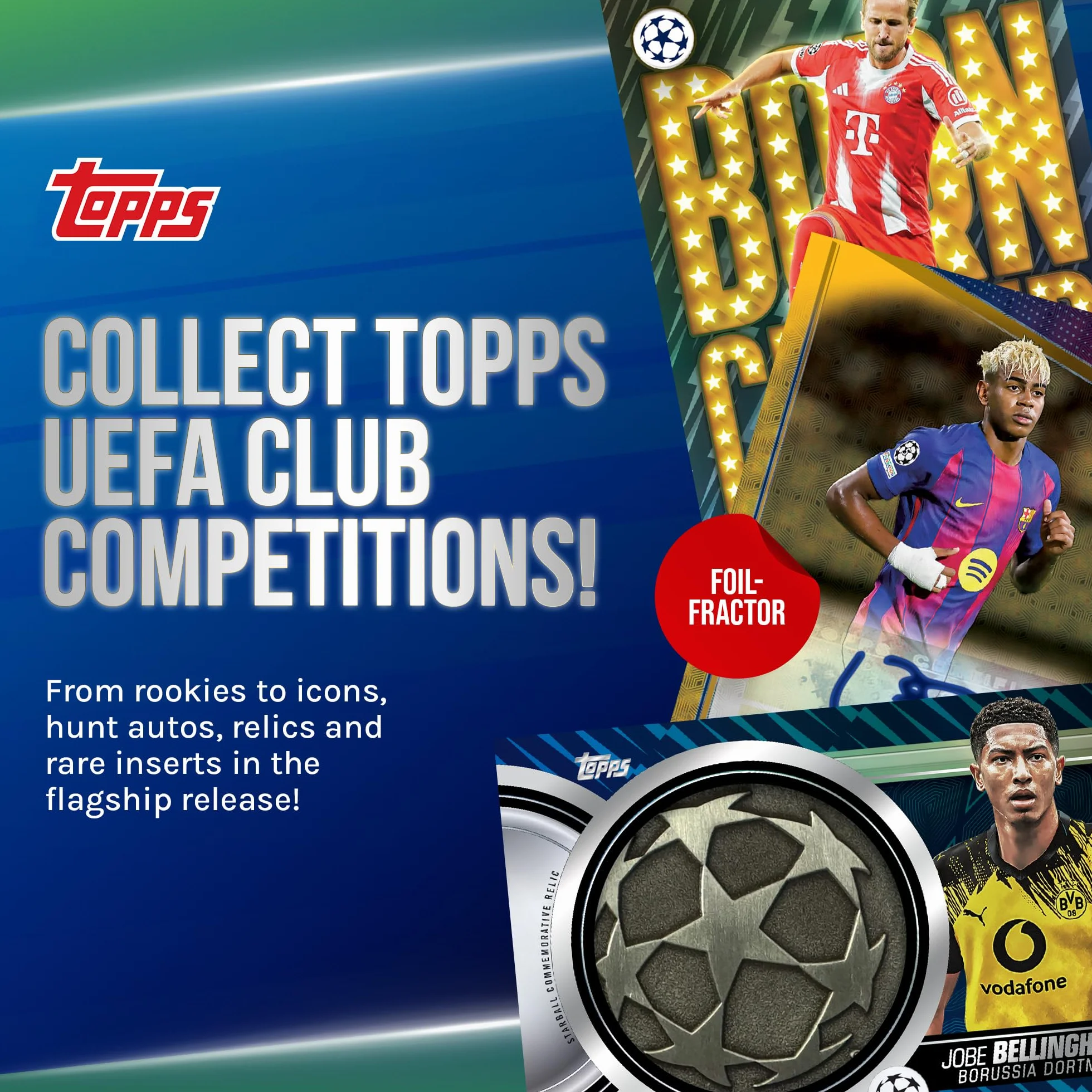 Topps UEFA Club Competitions Soccer 2025-26 - Pallone da calcio sigillato in fabbrica