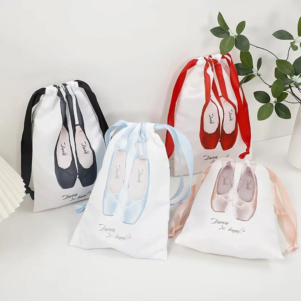 Borsa per Scarpe Punta in Raso Portatili con Coulisse per Danza e Accessori Sacca Multiuso