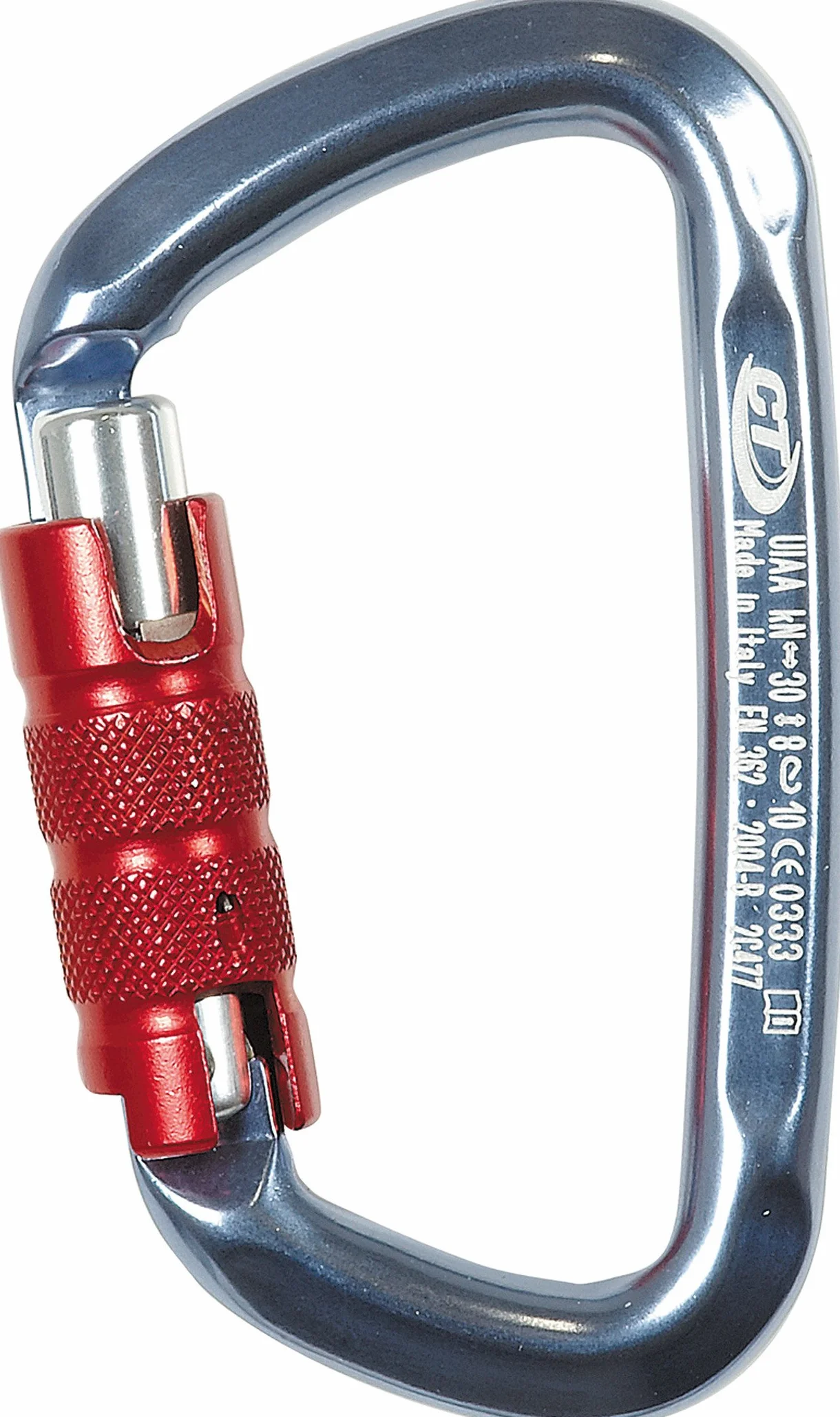 Climbing Technology Moschettone a D con Ghiera 3 Movimenti Blu