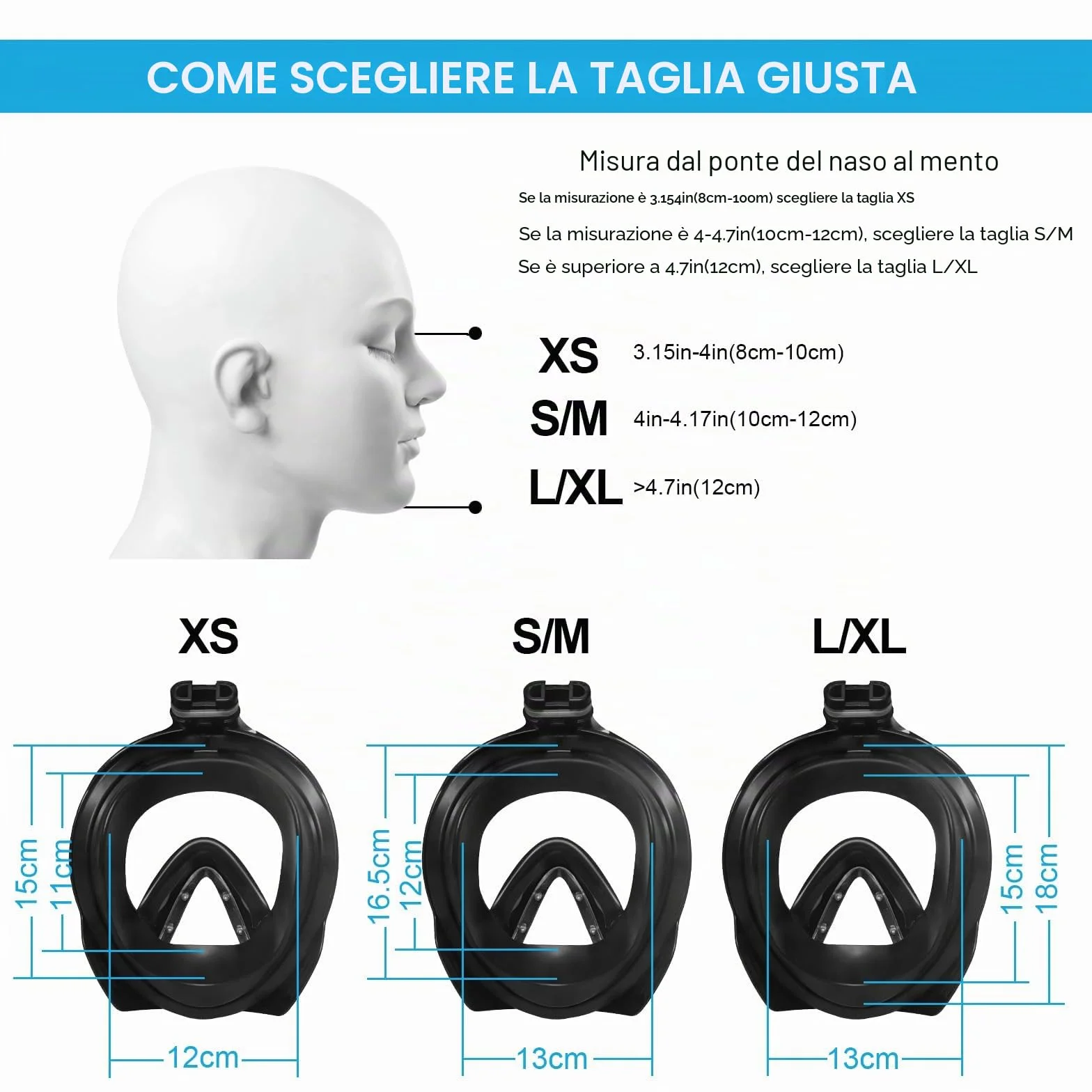 Jsdoin Maschera da Snorkeling Pieno Facciale,Maschera Subacquea con Visuale Panoramica 180° Design,Antiappannamento e Design Pieghevole per Adulti Bambini