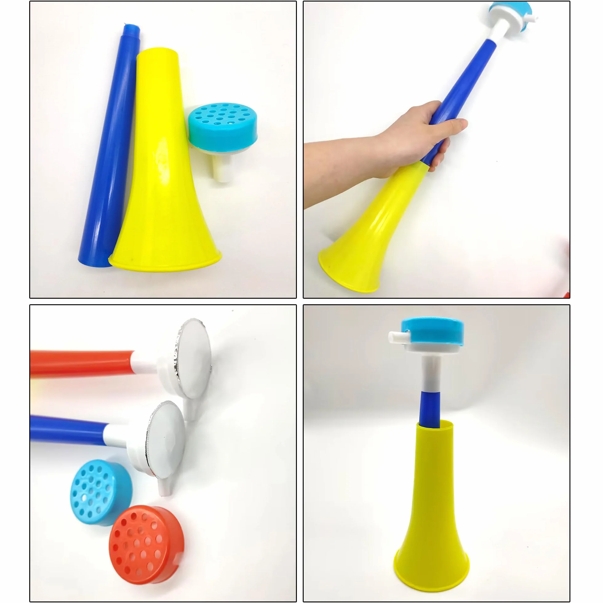 Vuvuzela Tröte Fanfara Calcio Tromba Plastica Molto Forte Krachmacher Horn Fan Stadio Partita Calcio 2 PCS