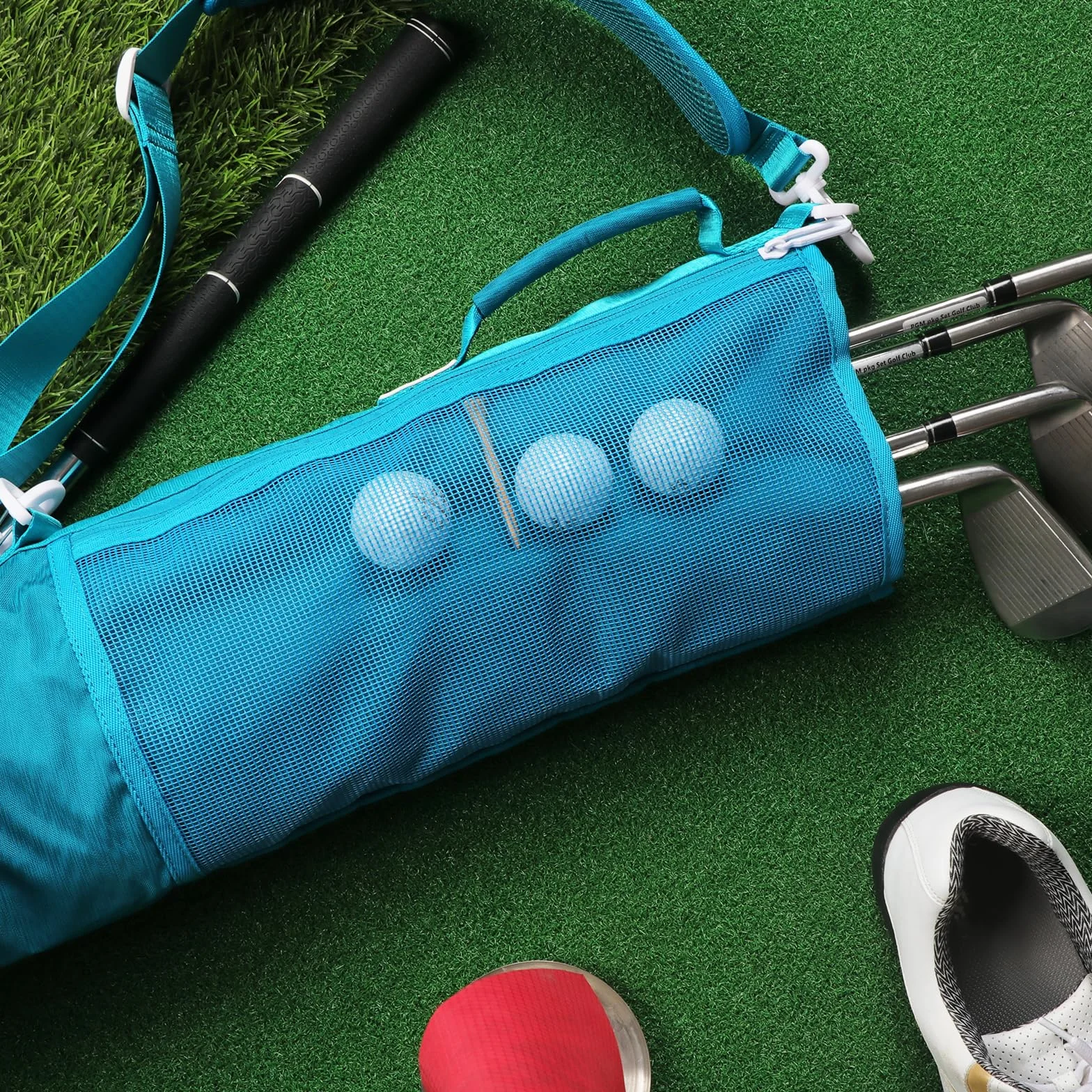 TOURBON Borsa da golf in nylon leggera per la conservazione delle mazze da golf, con tasche, per uomo e donna, con tracolla regolabile