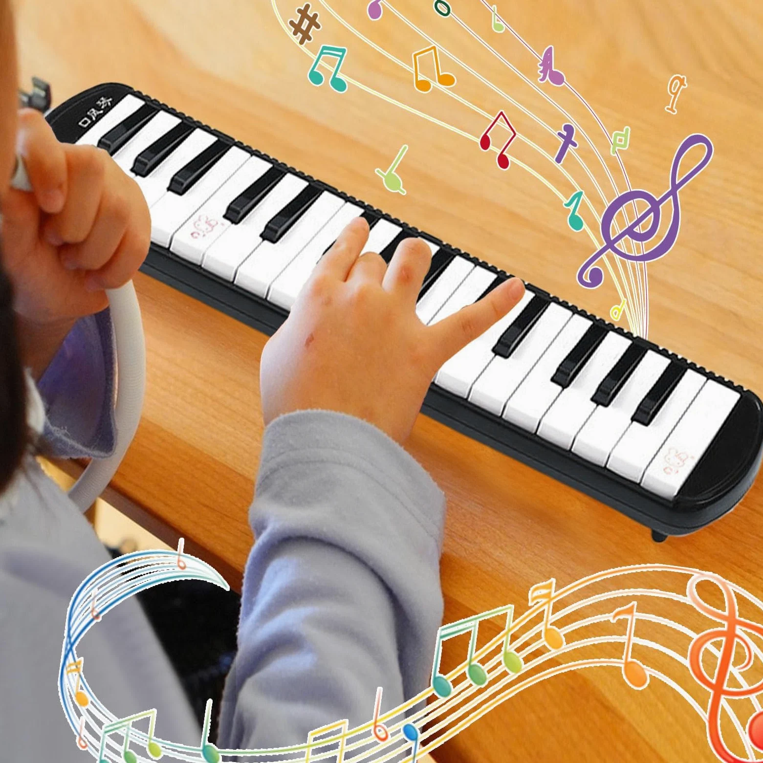 Strumento melodica a 32 tasti, strumento a fiato, tastiera ad aria, pianoforte a 32 tasti, strumento armonico con borsa per il trasporto, per principianti e professionisti