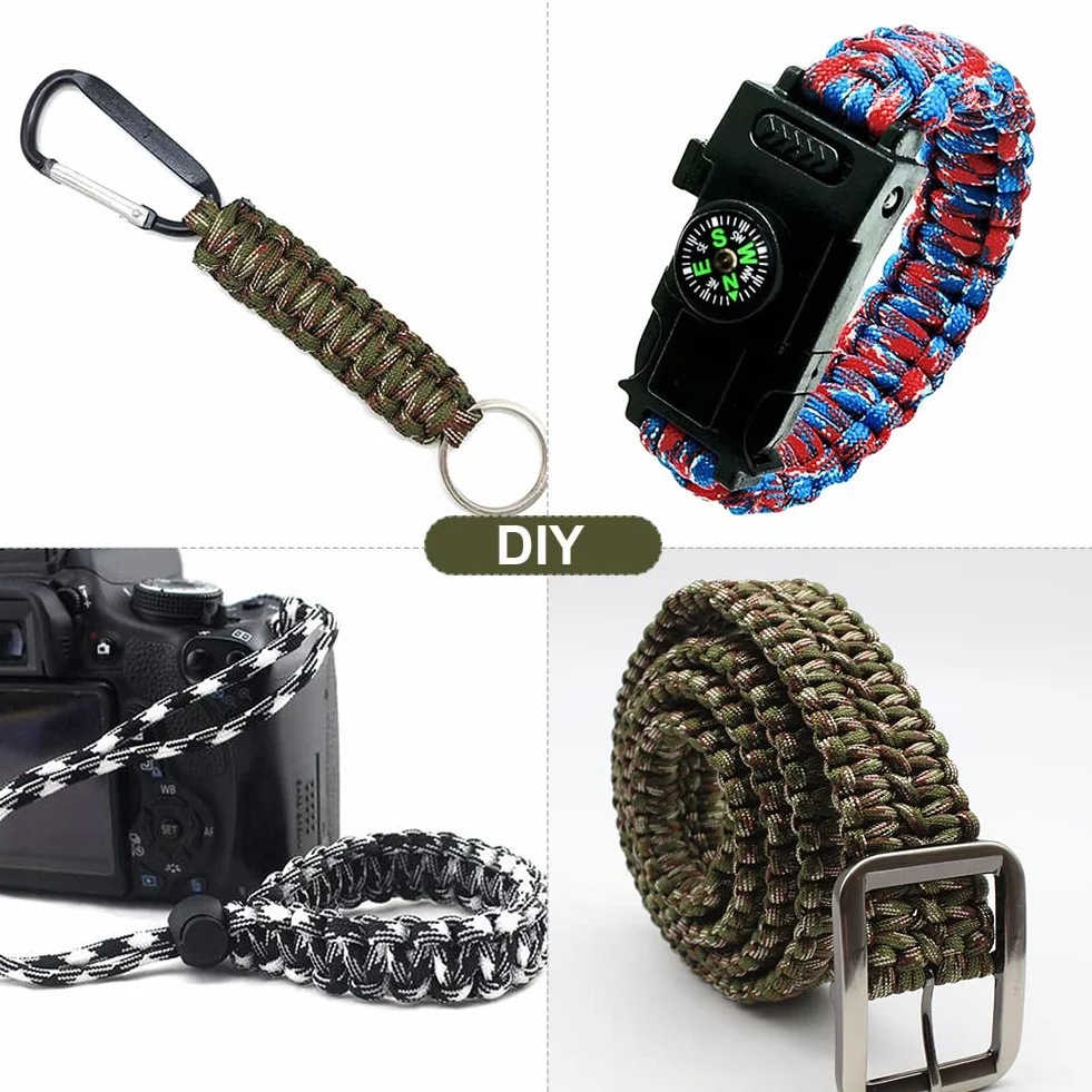 Corda Paracord 550 Kit 24 Pezzi 4 mm Paracadute Multifunzione Set Braccialetti
