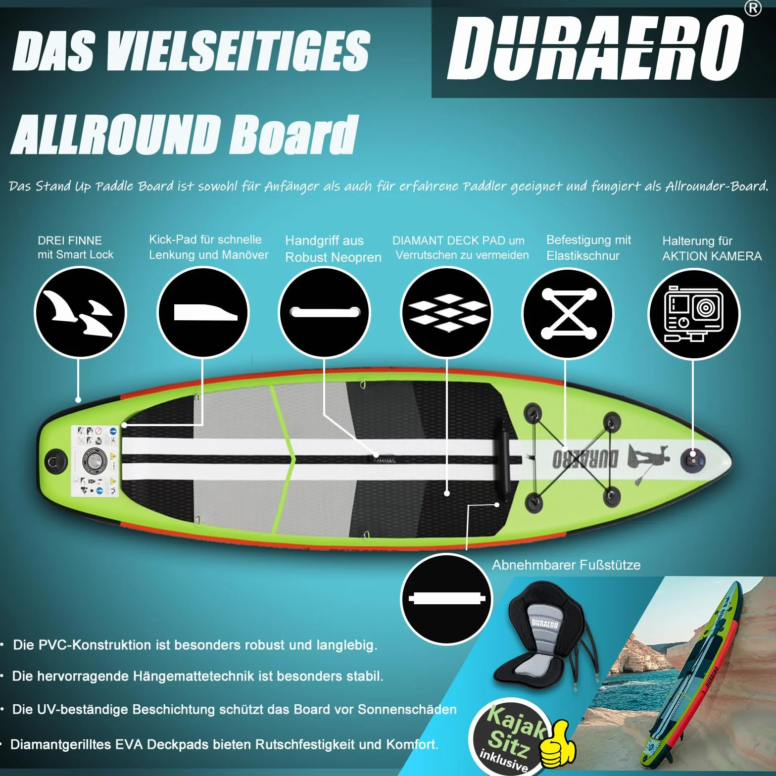 Stand Up Paddle Board Gonfiabile SUP Set 330 x 76 x 15 cm 150 kg con Doppia Pagaia Regolabile